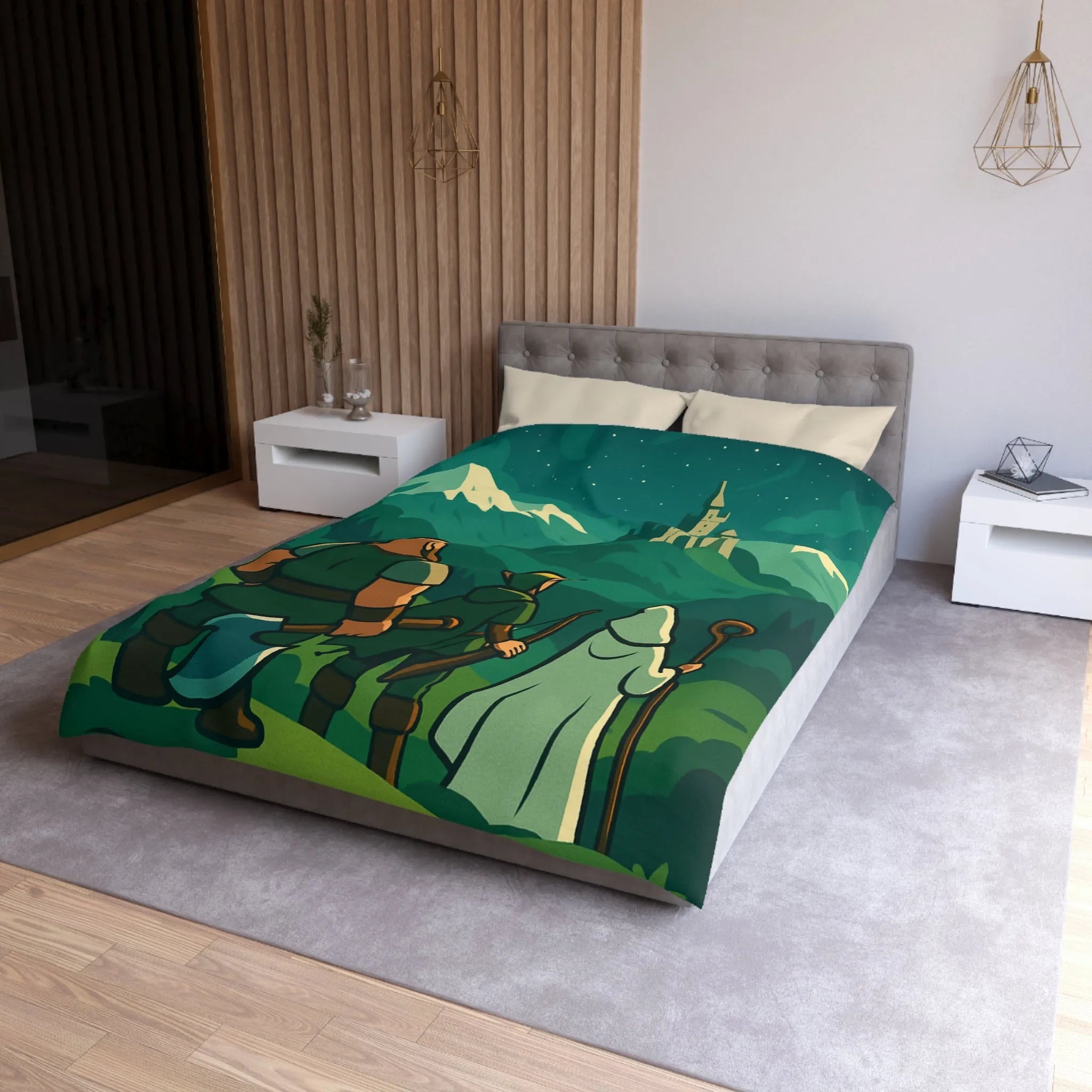 Housse de Couette Épique avec Chevaliers et Château pour Aventuriers Fantastiques Nocturnes