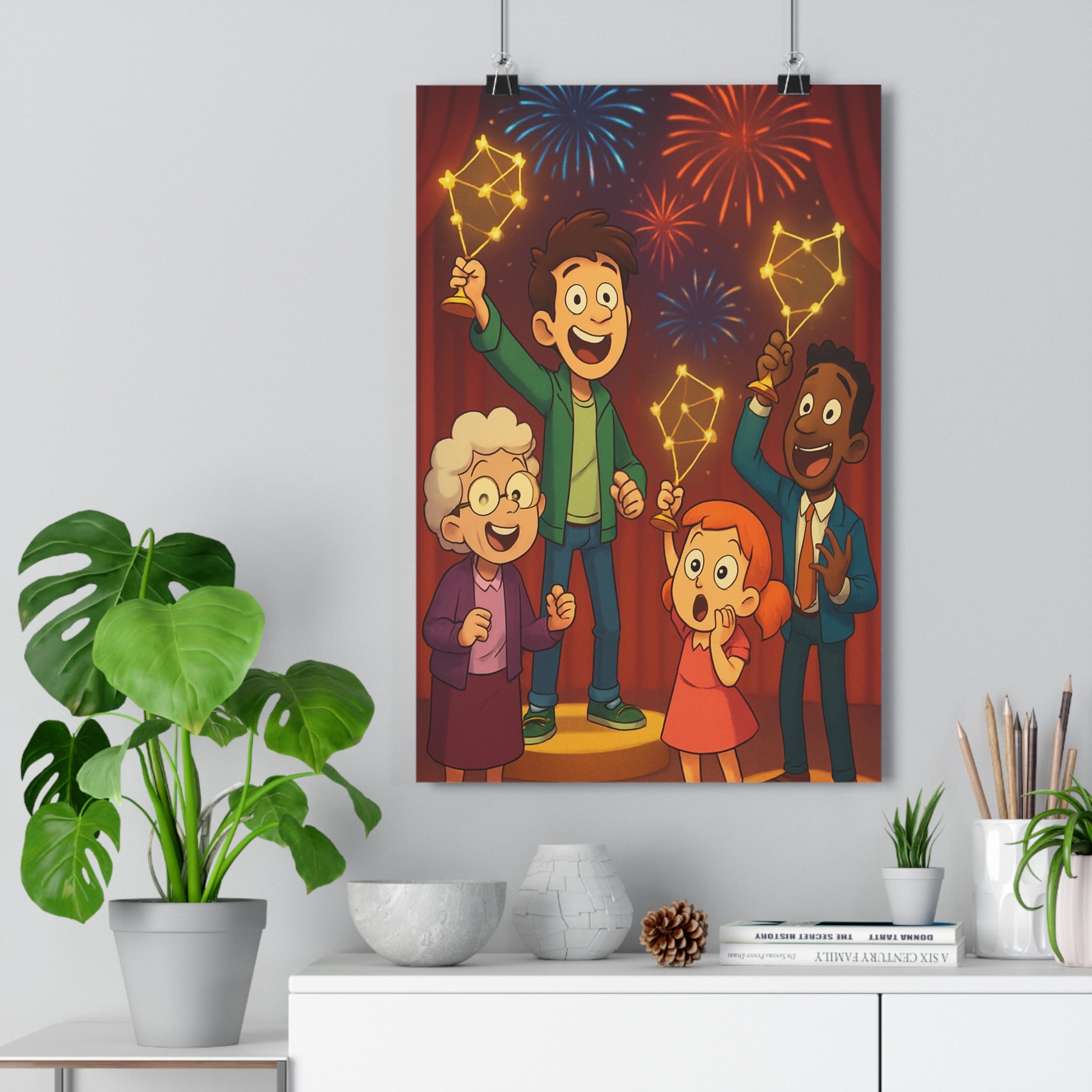 Poster décoratif lumineux bleu rouge joyeux moderne salon bureau chambre fête qualité premium qualité