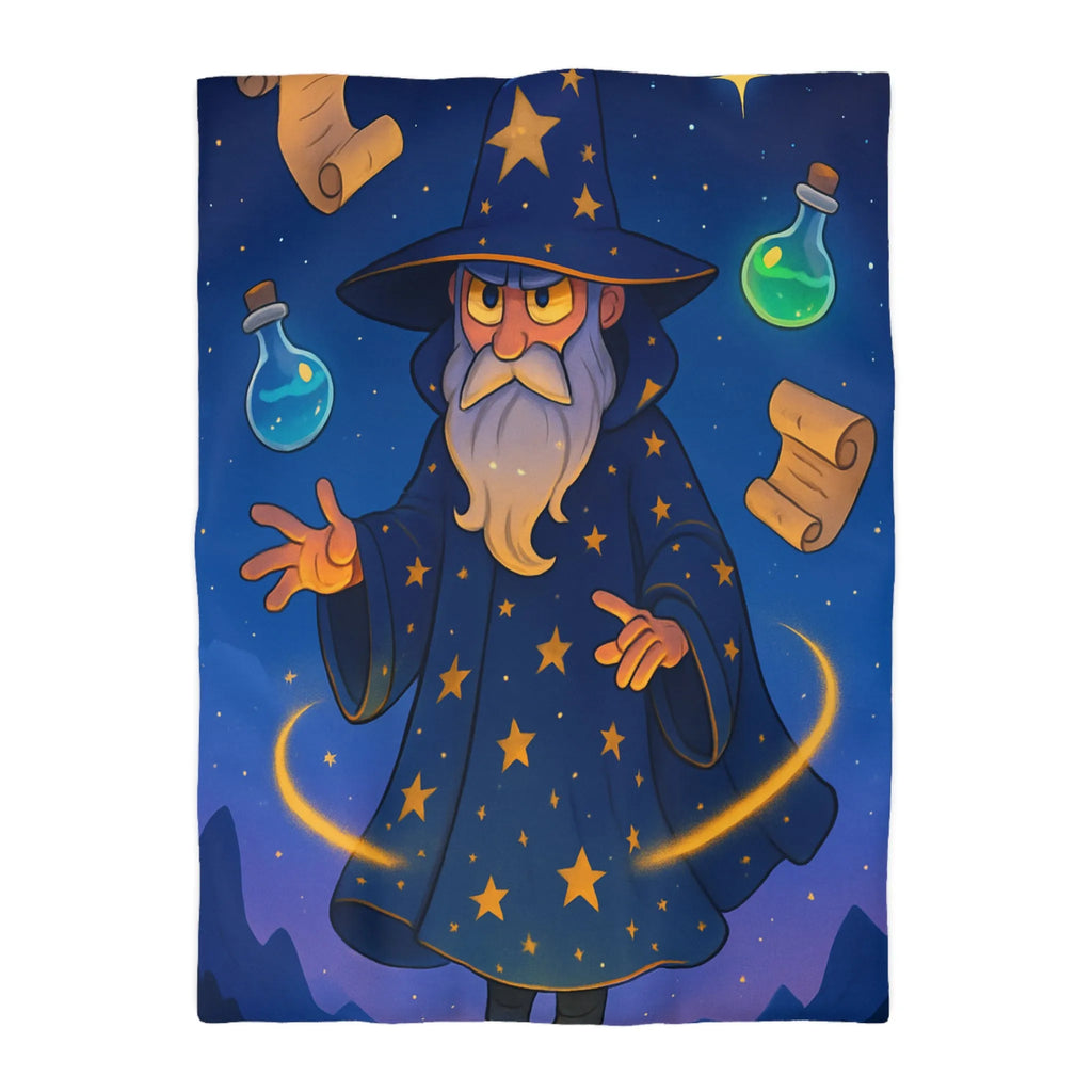Housse de Couette Magicien Étoilé avec Parchemins Enchantés et Fioles Lumineuses