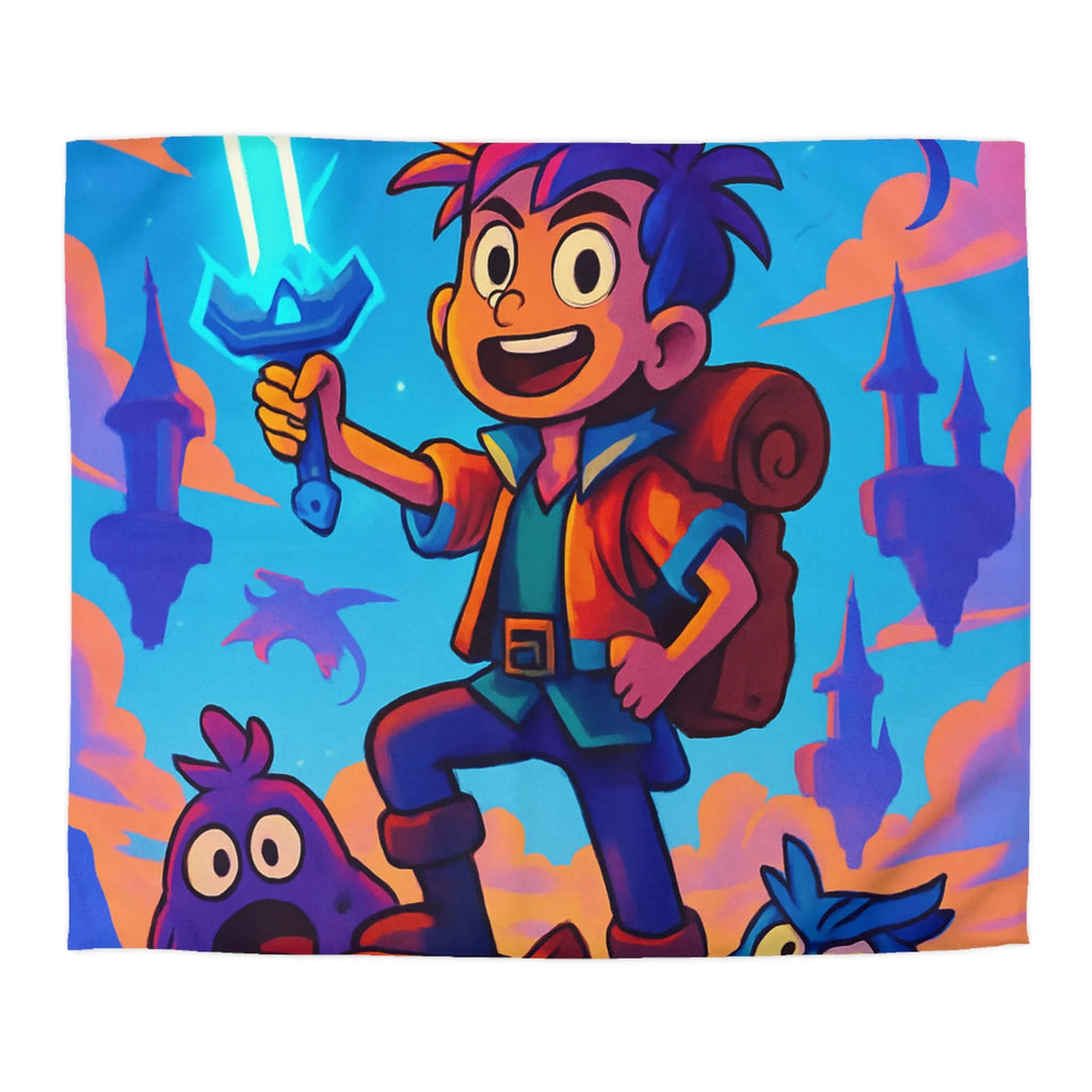 Housse de Couette Aventure Fantastique avec Épée Enchantée et Créatures Magiques pour Enfants