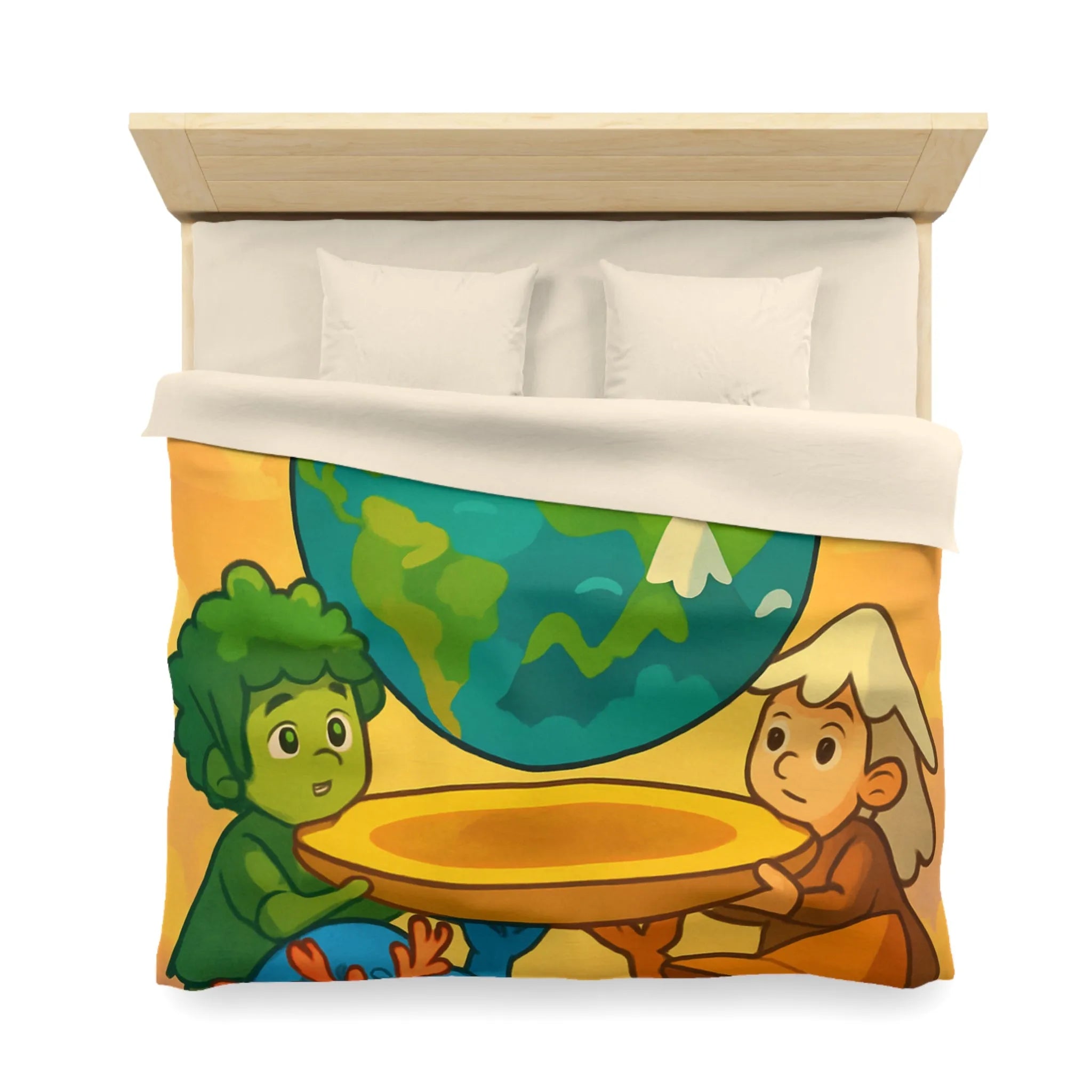 Housse de couette colorée représentant des enfants unis pour soutenir la planète Terre
