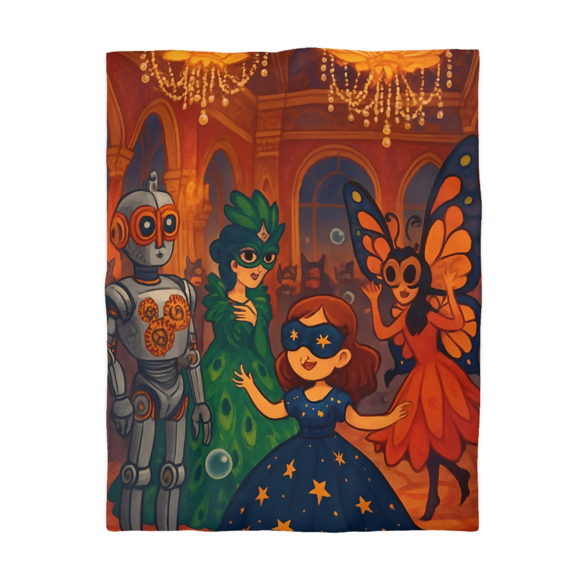 Housse de Couette Enchantée avec Robe de Bal Masquée et Ambiance Féérique Pour Enfants