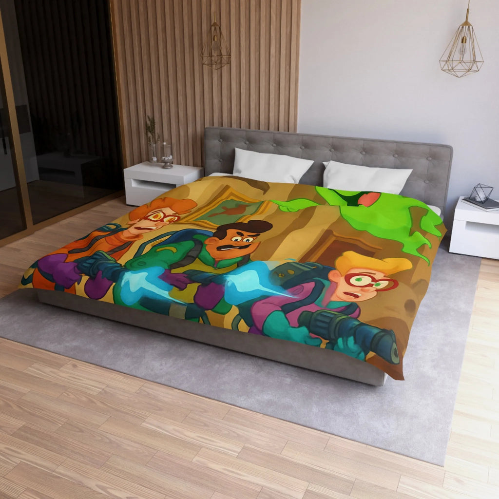 Housse de couette colorée avec chasseurs de fantômes et ambiance amusante de musée