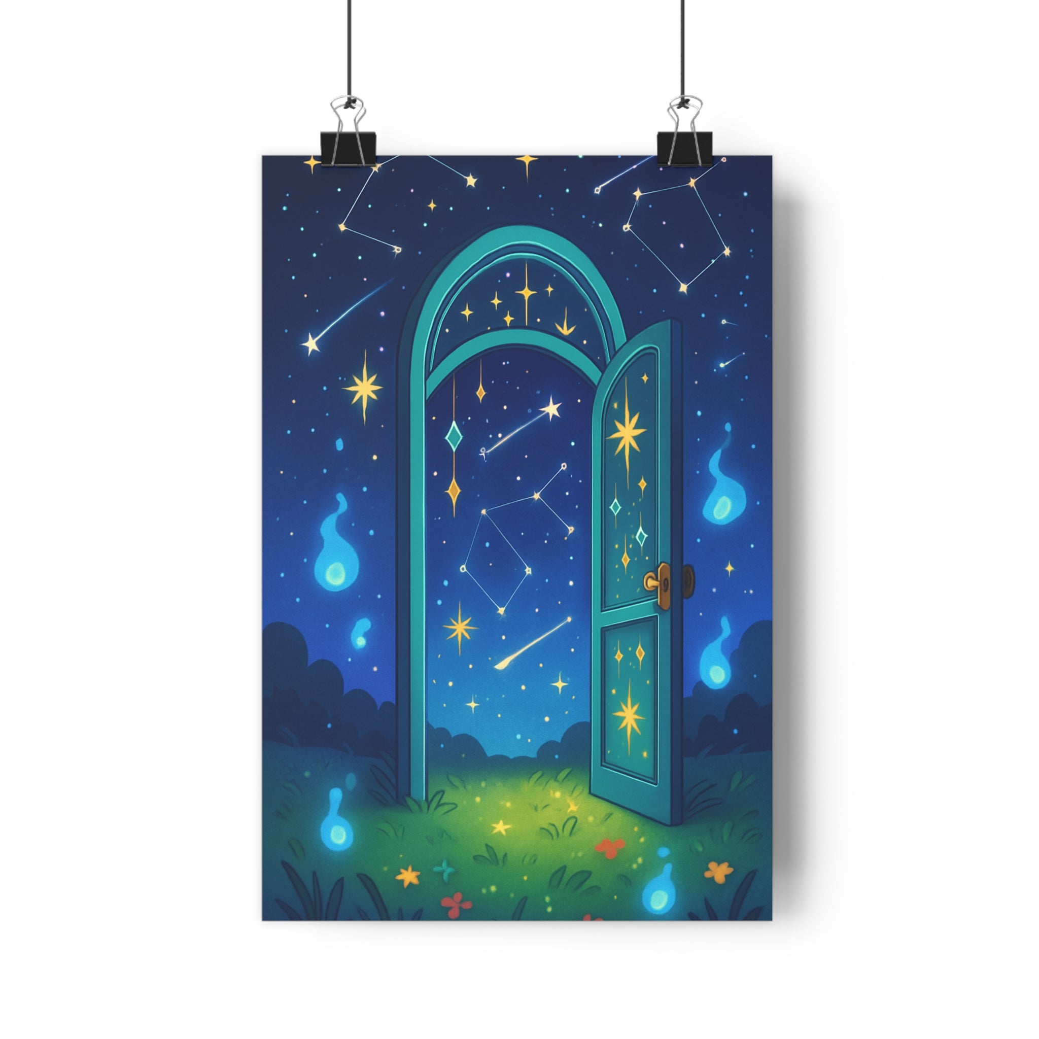 Poster décoratif céleste bleu vert rêveur chambre détente enfant dessin animé 30x46 cm qualité