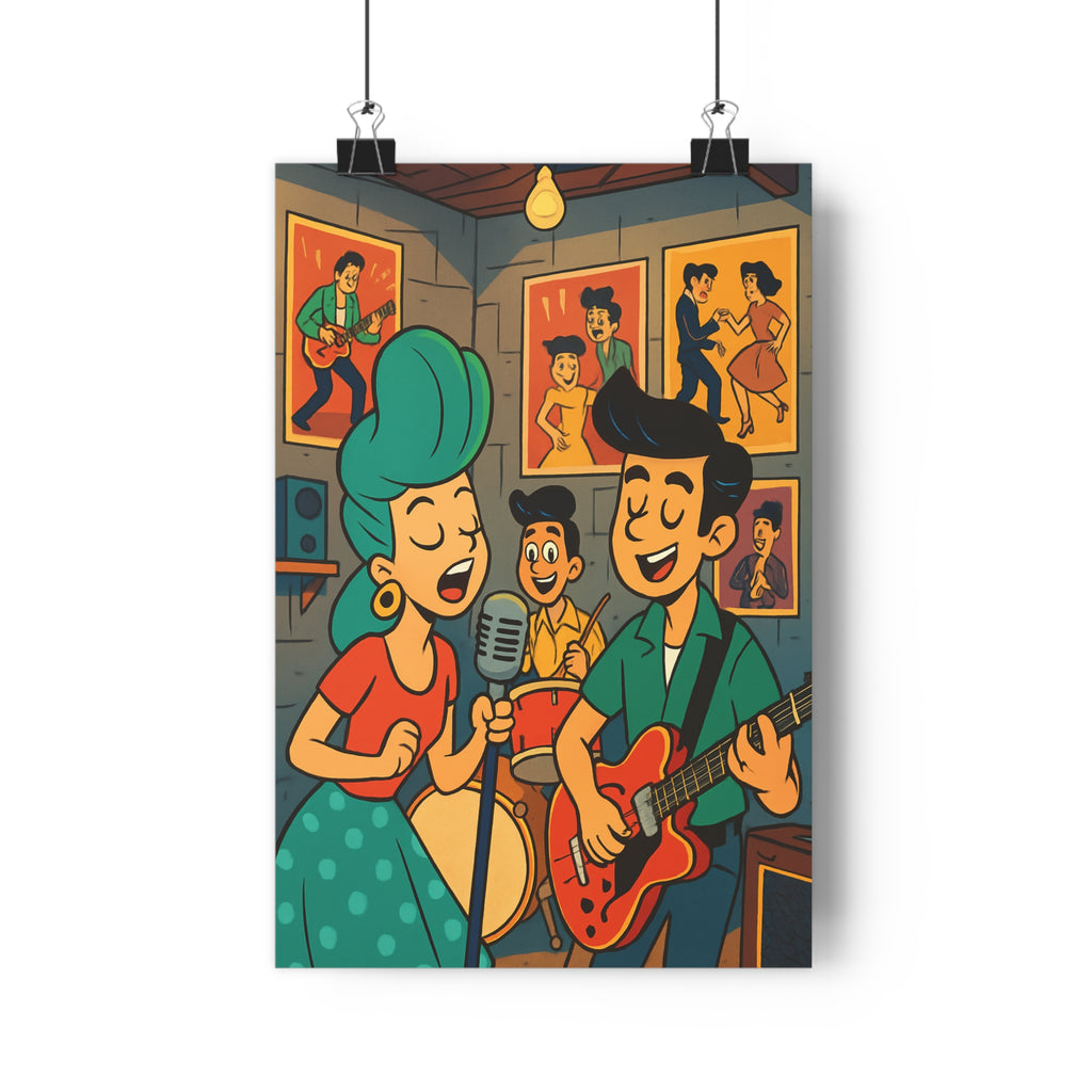 Poster décoratif cartoon rouge vibrant musique rétro joyeux salon chambre design dynamique tendance unique