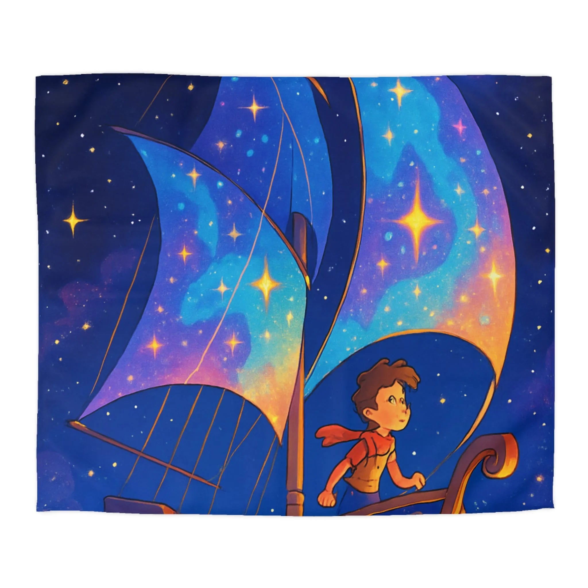 Housse de Couette Enchantée: Bateau Stardust Voyageant Dans l'Univers Étoilé pour Enfants