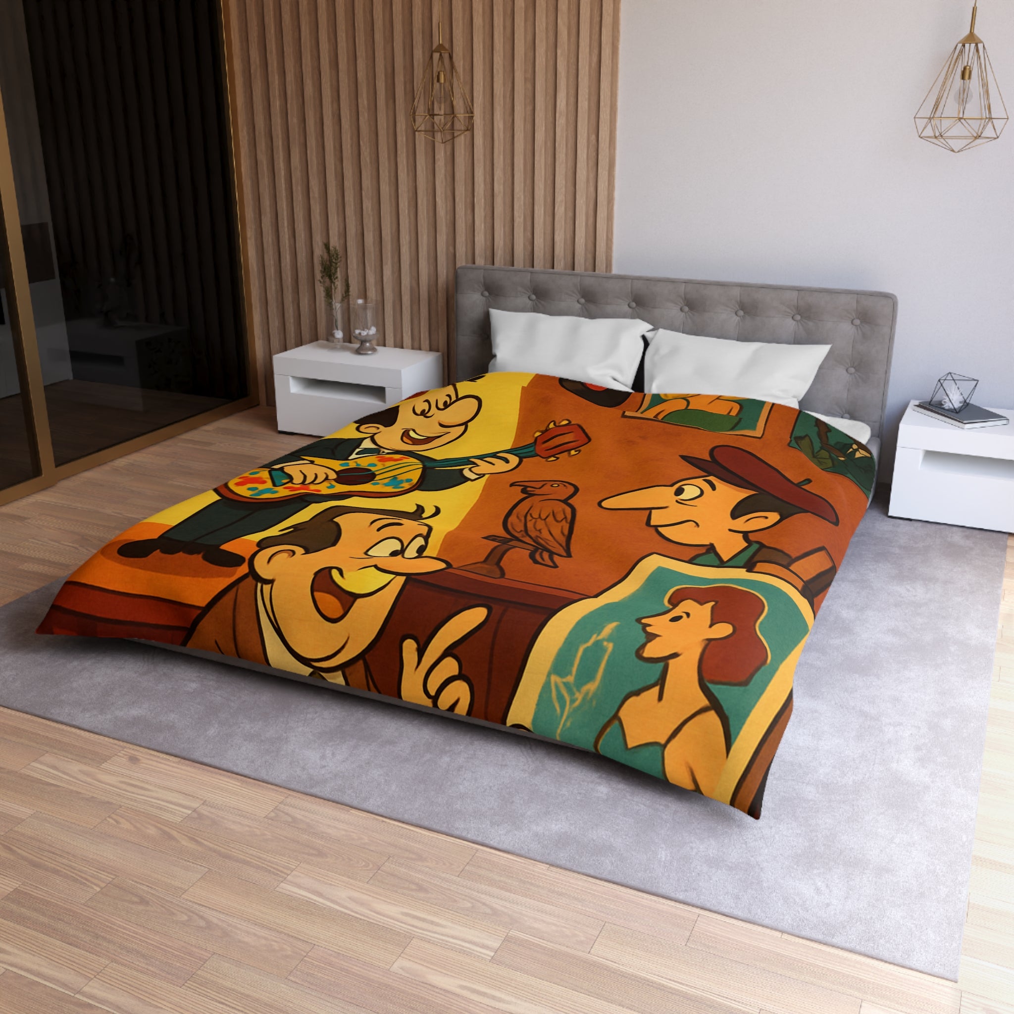 Housse de Couette Microfibre Illustration Unique Design Moderne Décoration Intérieure Raffinée