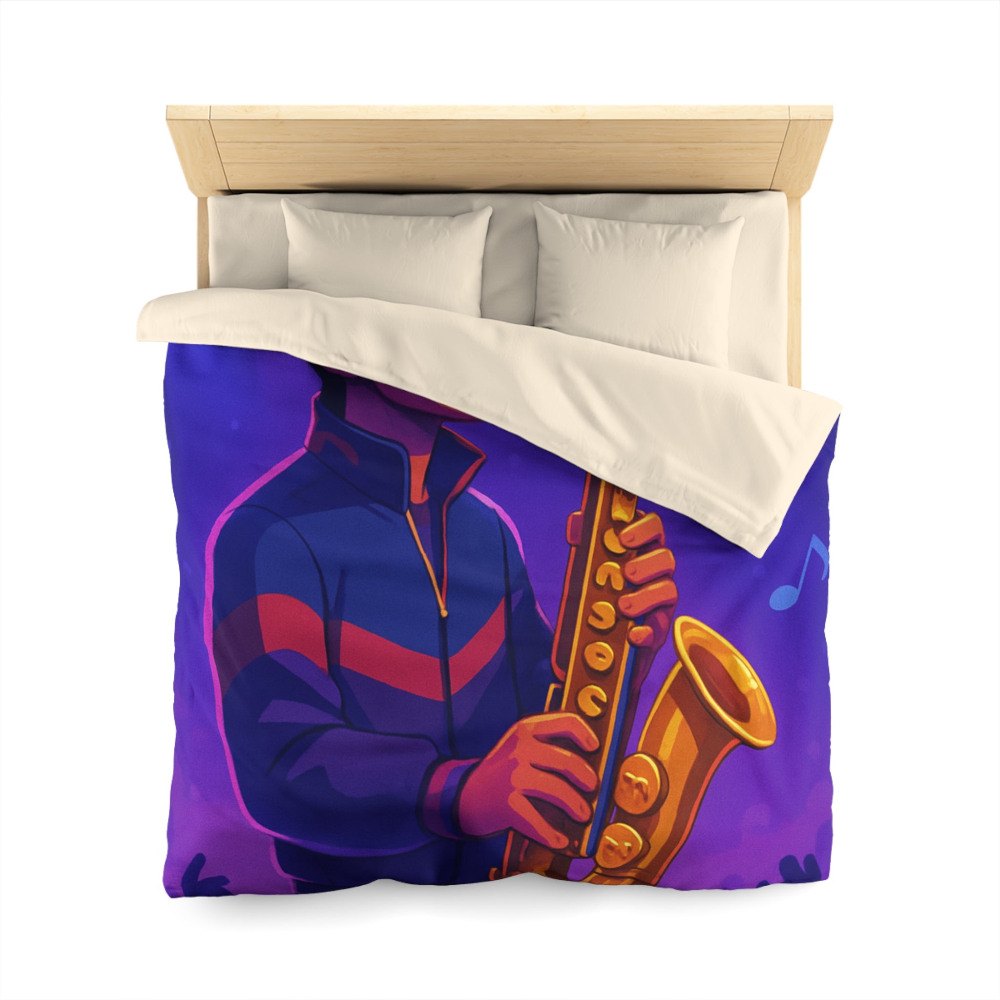 Jazz nocturne vibrant avec joueur de saxophone énergique sous lumières colorées et musique entraînante