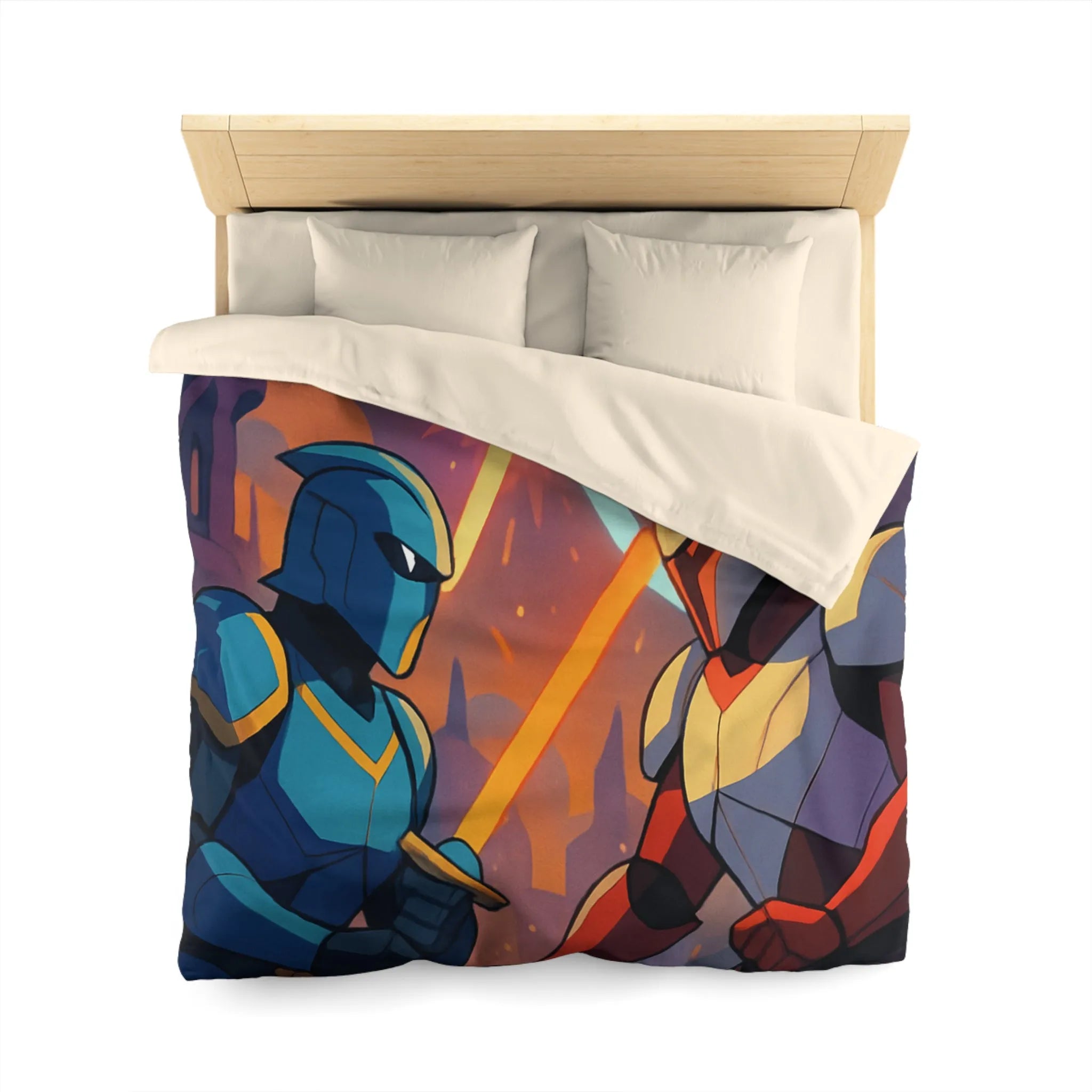 Épique scène de duel au sabre laser dans un paysage intergalactique coloré et artistique