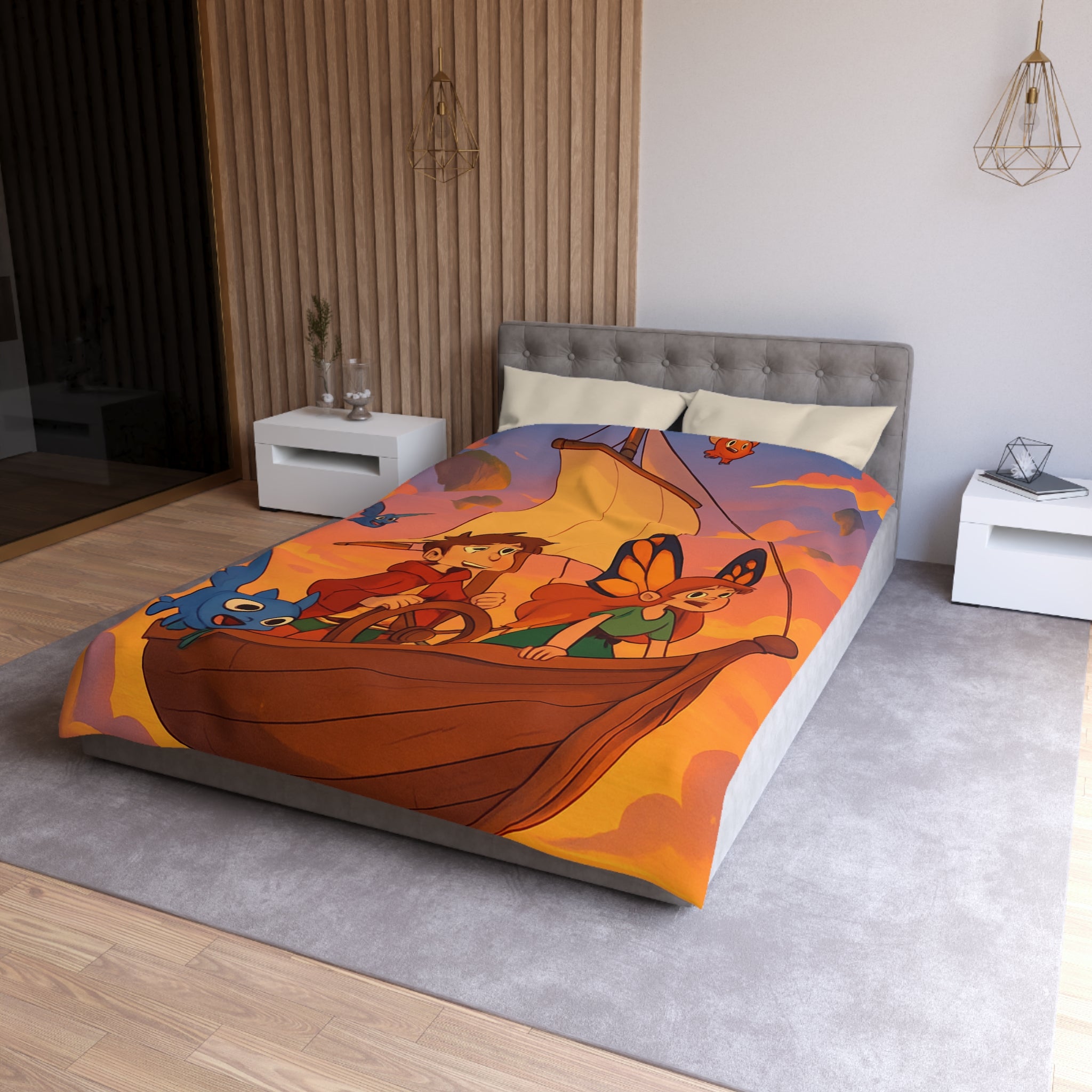 Housse de Couette Microfibre Design Artistique Moderne Décoration Chambre Confort Premium