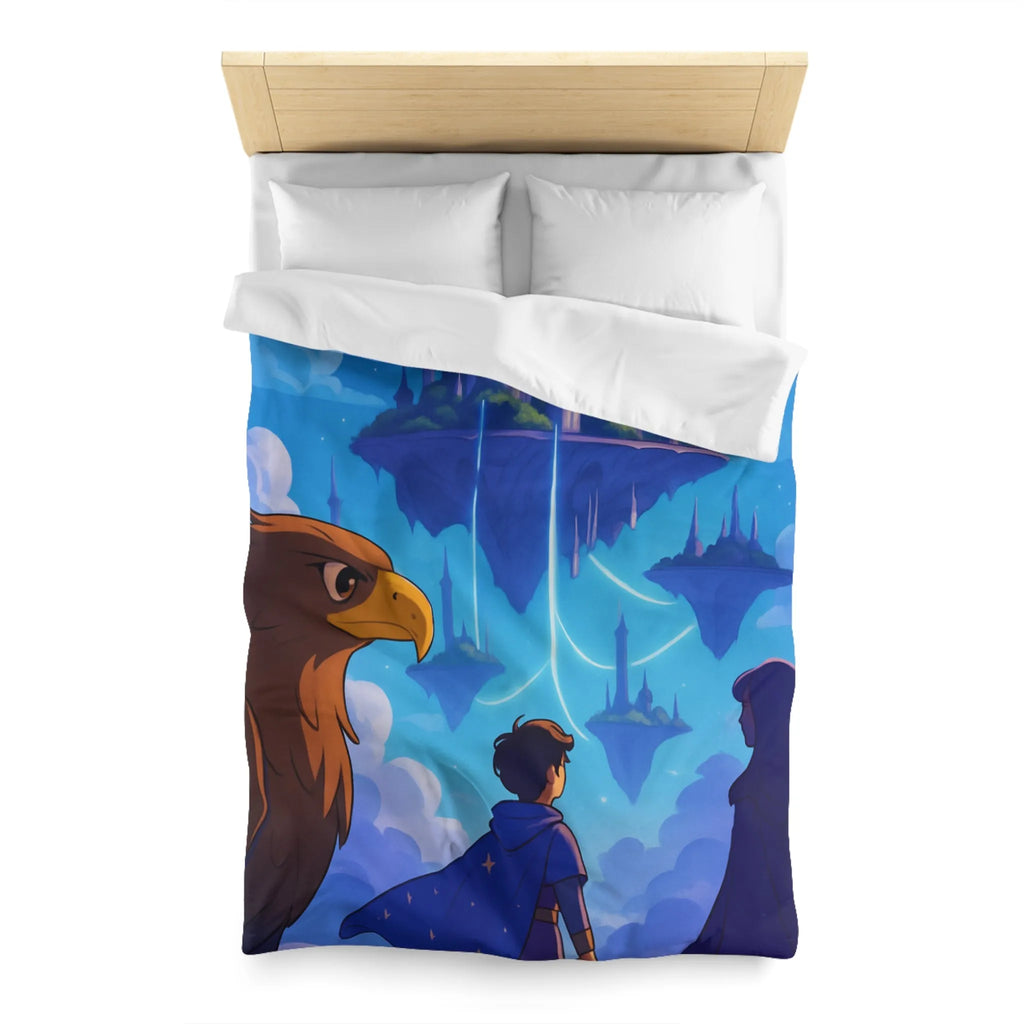 Épopée magique avec château flottant, ciel étoilé et créatures fabuleuses enchante une pièce