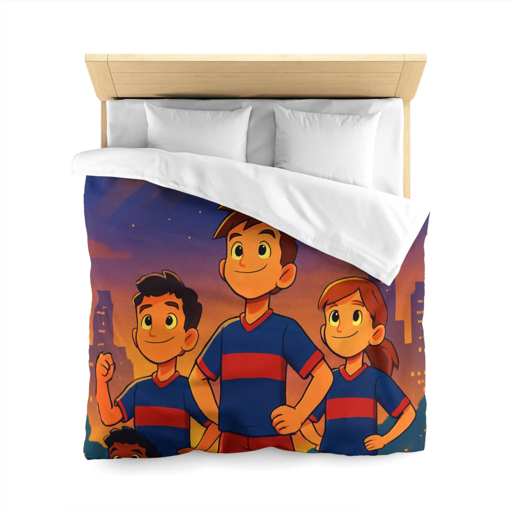 Housse de Couette Enfants avec Équipe de Football et Ballon Étoilé en Soirée