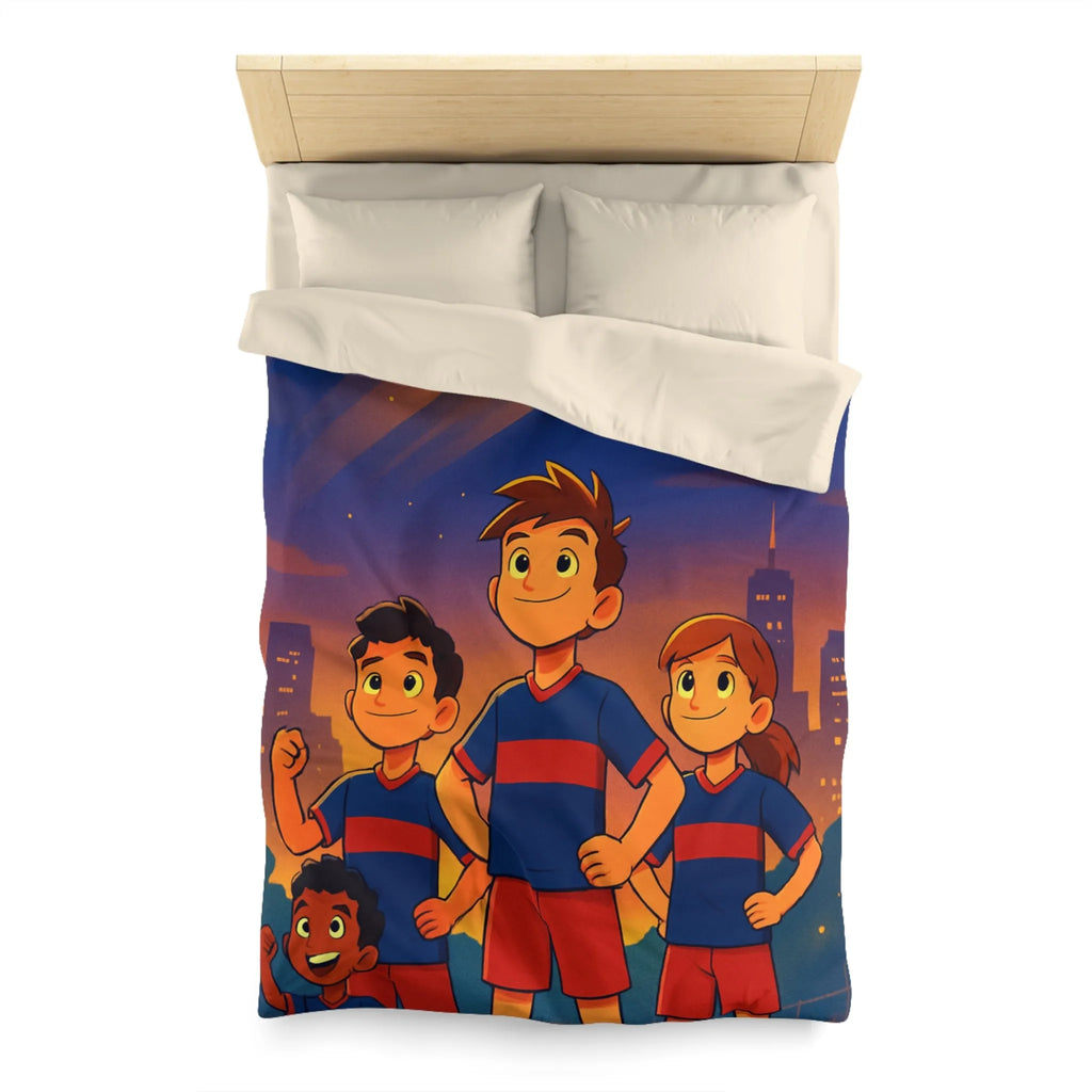Housse de Couette Enfants avec Équipe de Football et Ballon Étoilé en Soirée