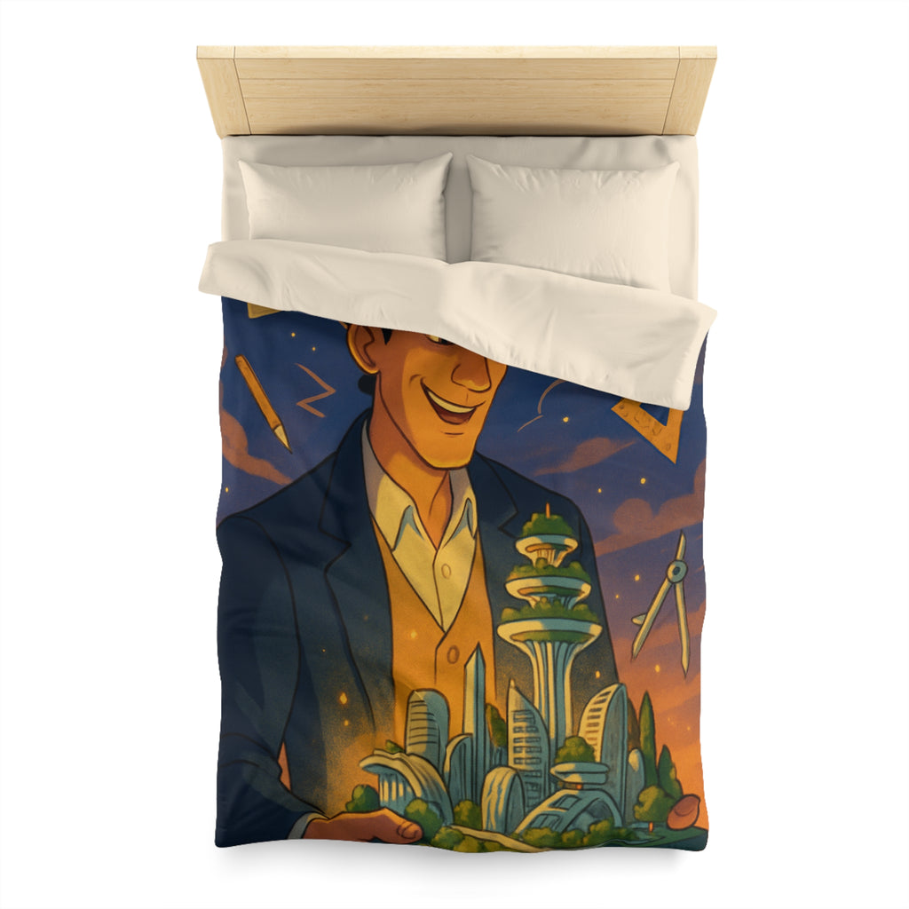 Housse de couette urbaine avec design futuriste, ambiance artistique et couleurs somptueuses