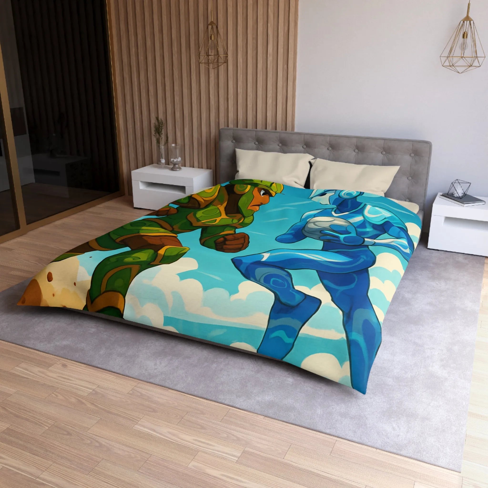 Énergie et Éléments Fusionnent dans un Duel Artistique Coloré pour Housse de Couette