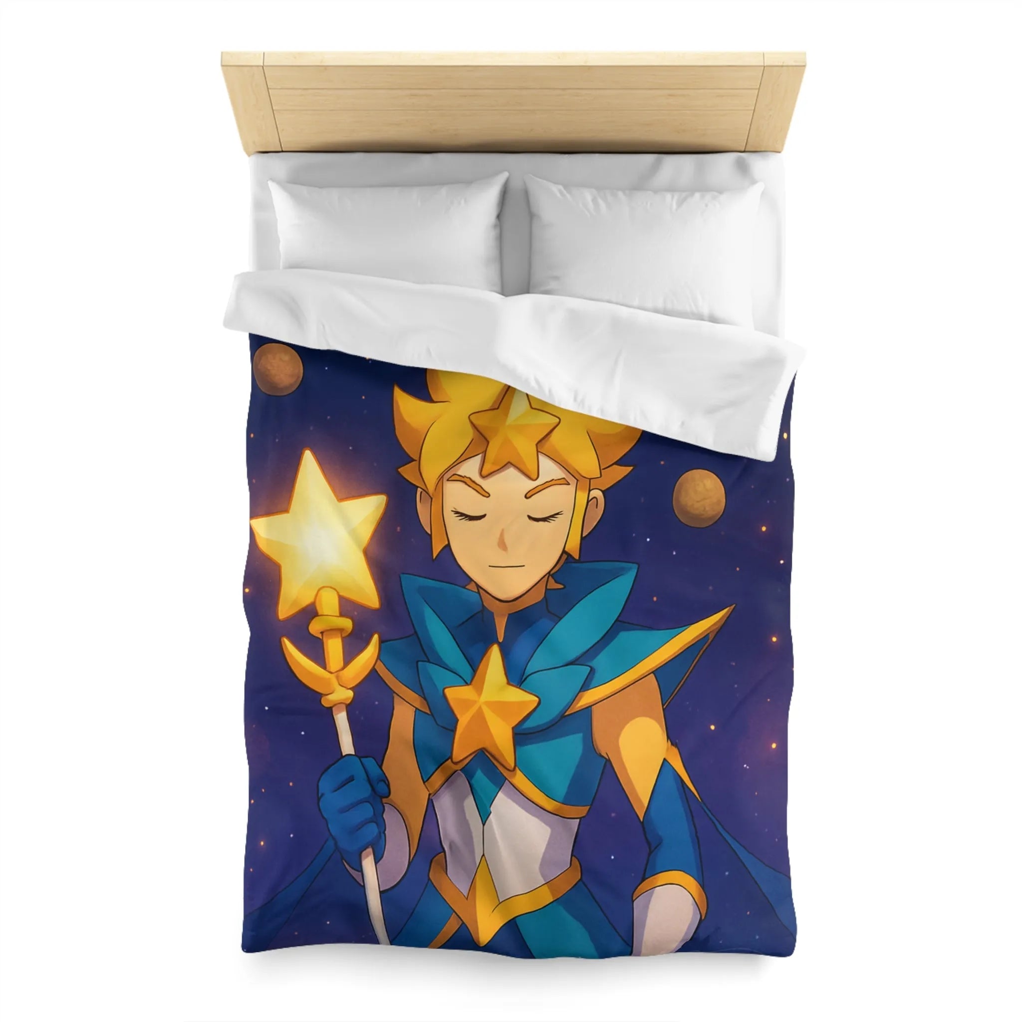 Housse de Couette Fantastique Enfant Personnage Étoilé Avec Planètes Environnantes