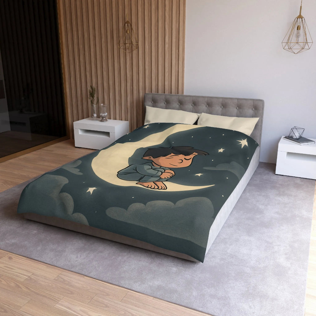 Enchantez les rêves de votre enfant avec cette housse de couette lune étoilée