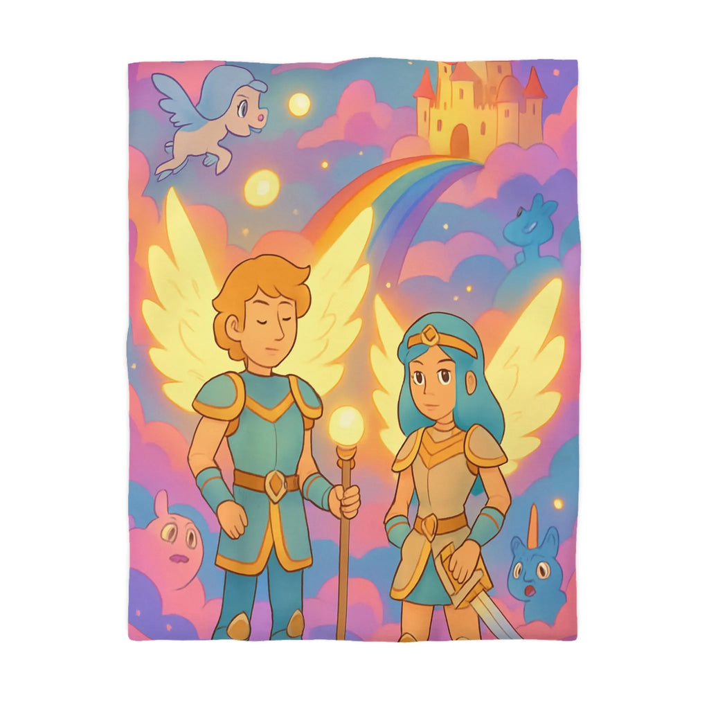 Housse de Couette Enfant Arc-en-ciel Angélique Château Fantastique Aventure Céleste