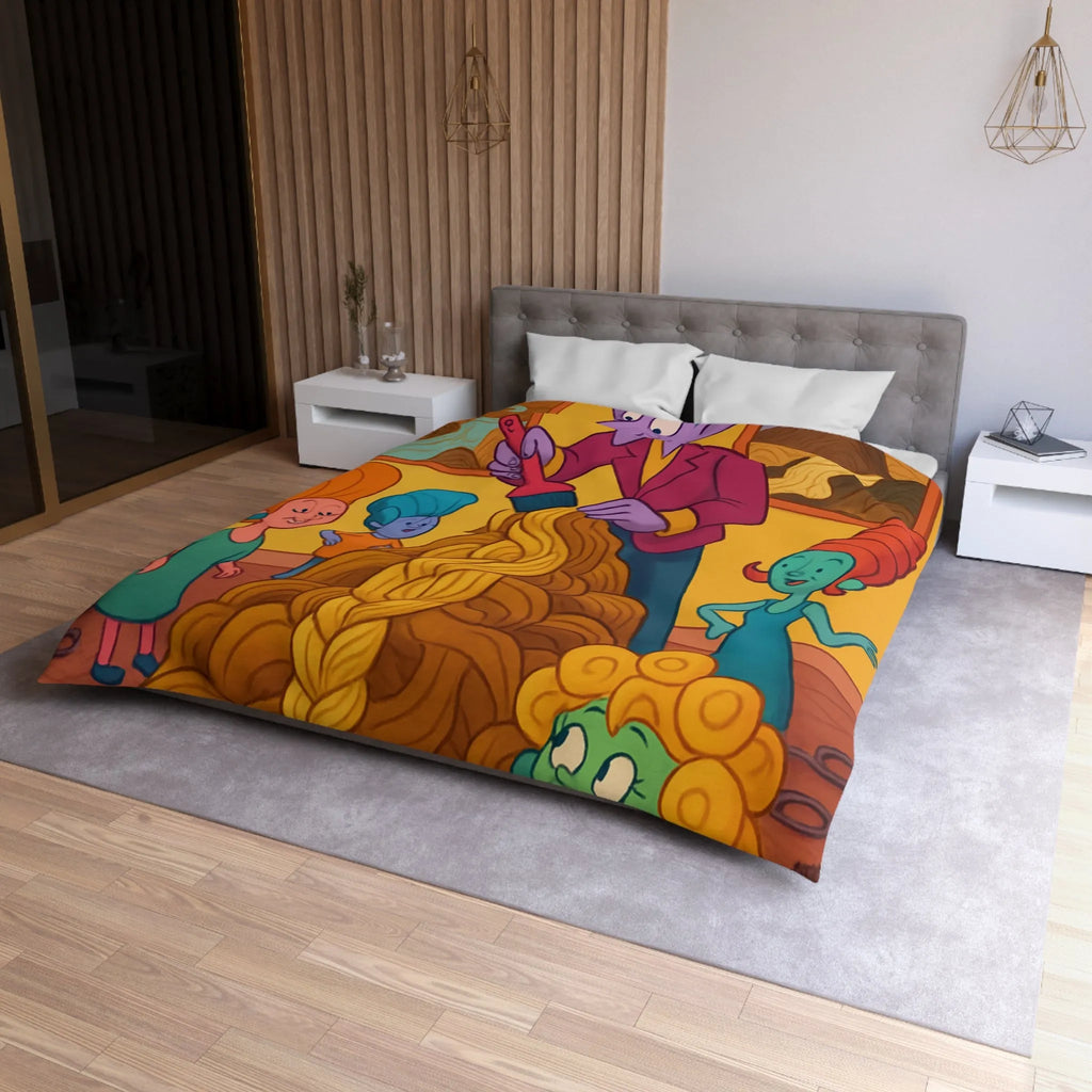 Housse de couette colorée avec personnages fantastiques et œuvres artistiques pour déco unique