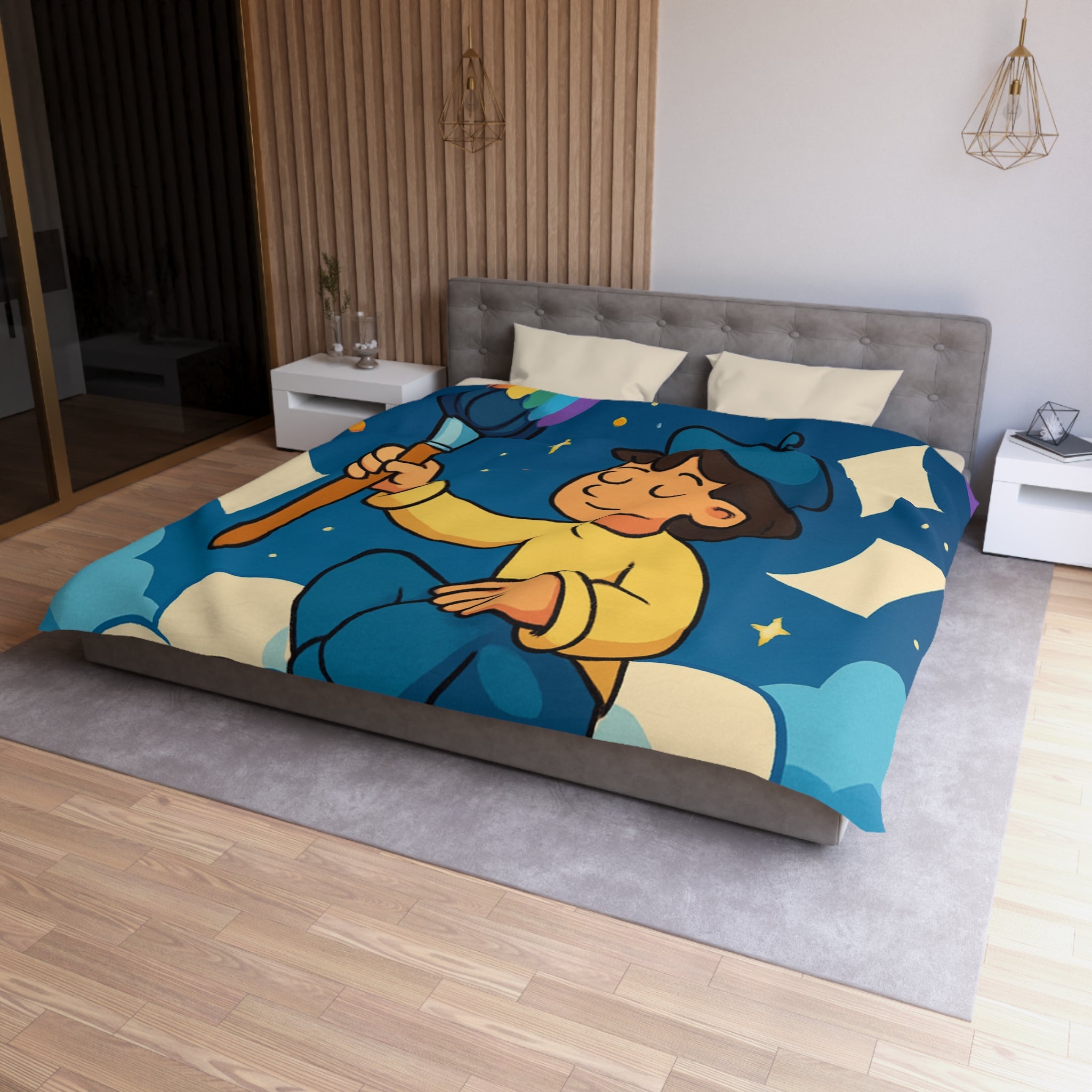 Housse de Couette Microfibre Illustration Unique Design Moderne Décoration Intérieure Raffinée