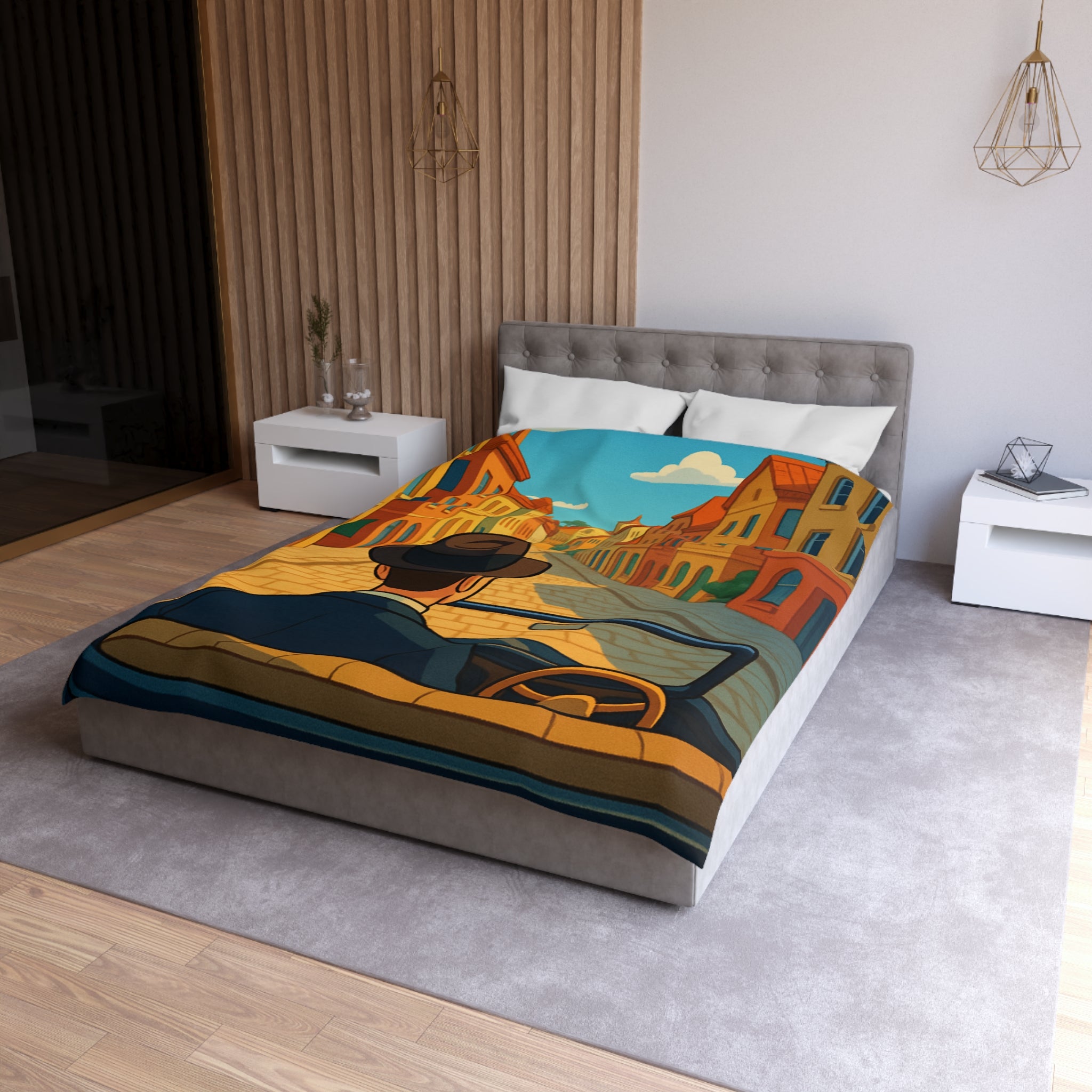 Housse de Couette Microfibre Motif Créatif Original Style Contemporain Chambre Élégante