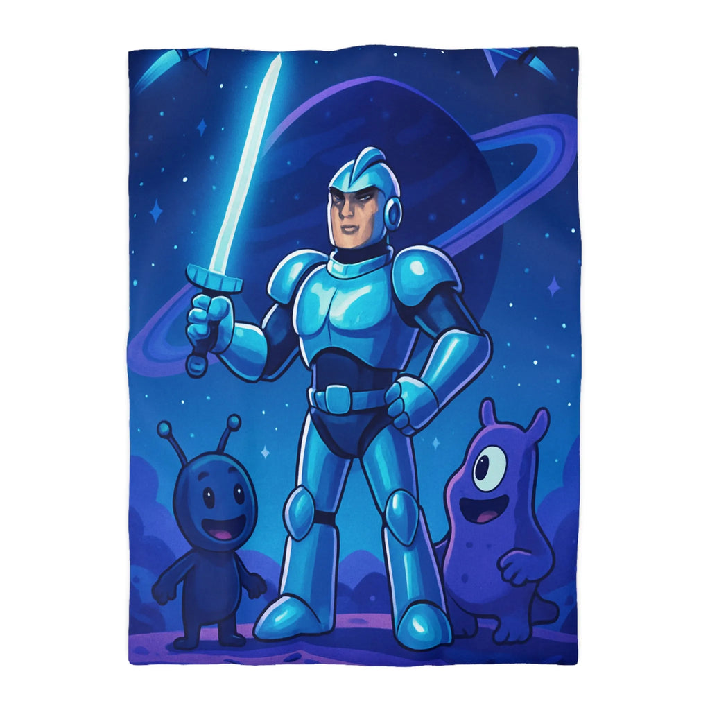 Housse de Couette Galactique: Héros en Armure et Aliens Amicaux dans l'Espace