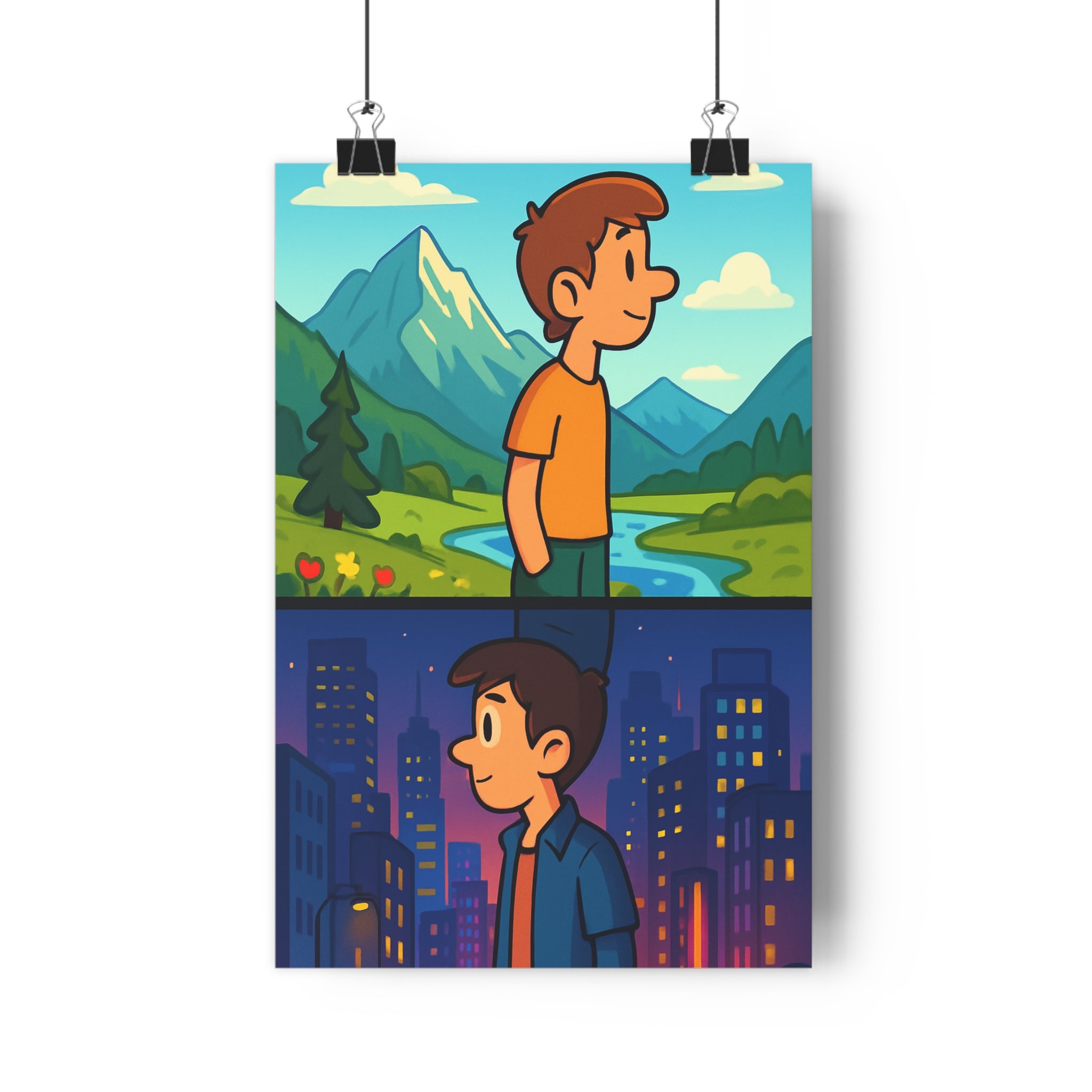 Poster décoratif cartoon dynamique nature urbain contrasté vibrant enfant chambre salon contemporain design qualité