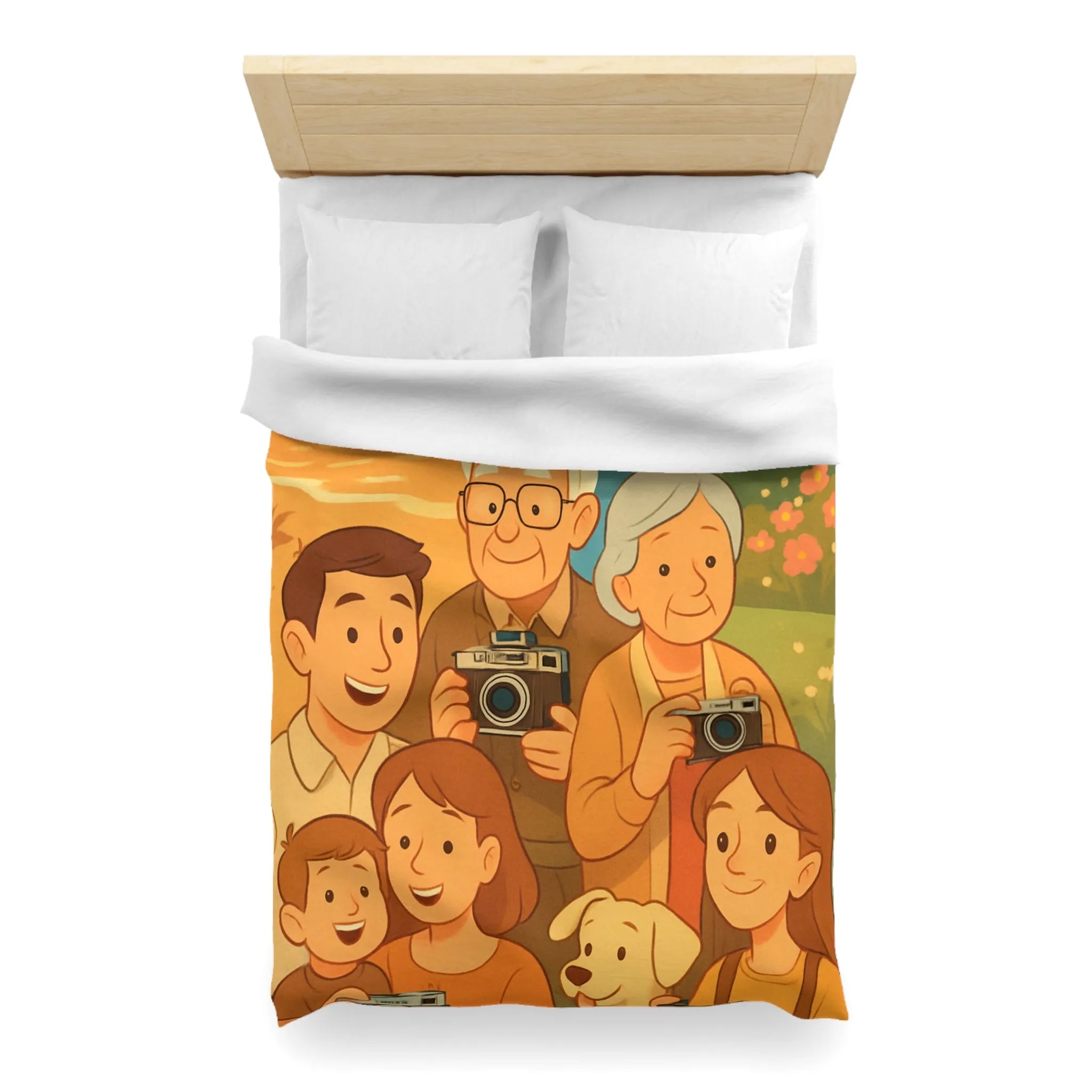 Housse de Couette Enfants Aventure Famille Paysage Soleil et Montagne Poétique Douceur