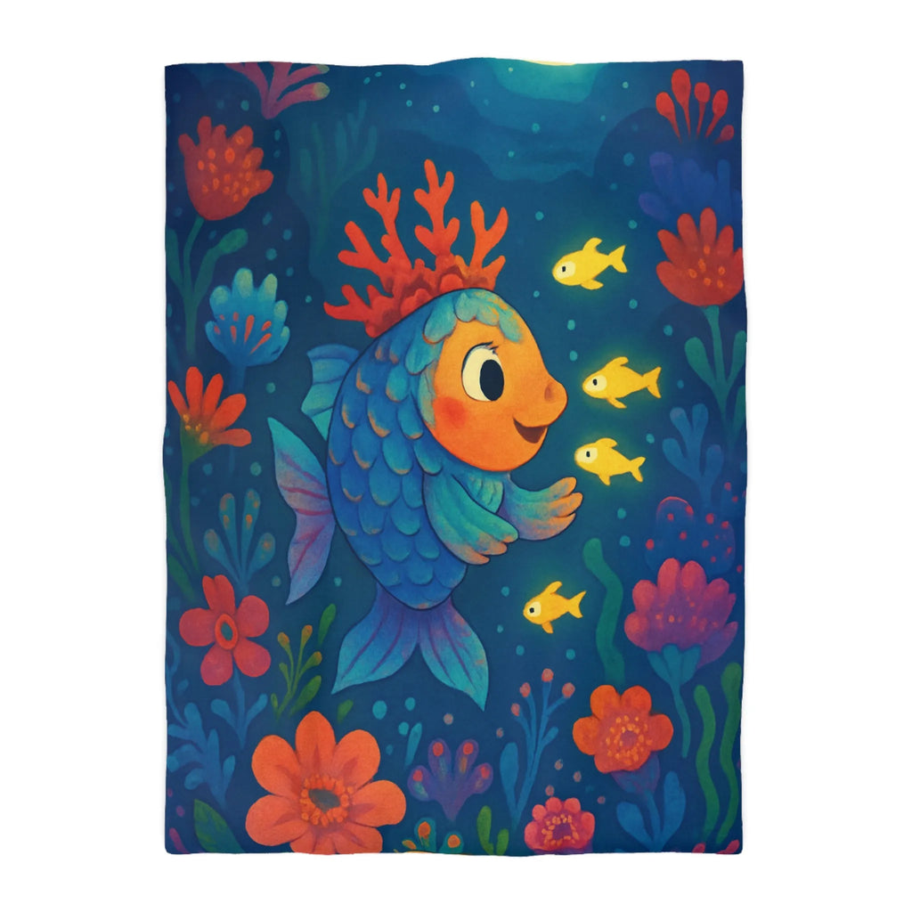 Housse de Couette Colorée avec Poisson et Lune, Idéale Chambre Enfant Rêveuse