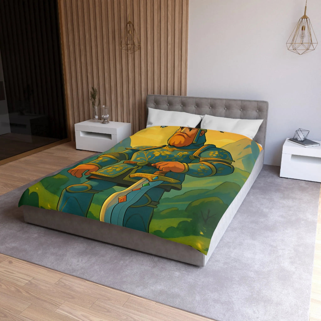Housse de Couette avec Chevalier Illustré dans Paysage Montagneux Écossais pour Chambre Enfant