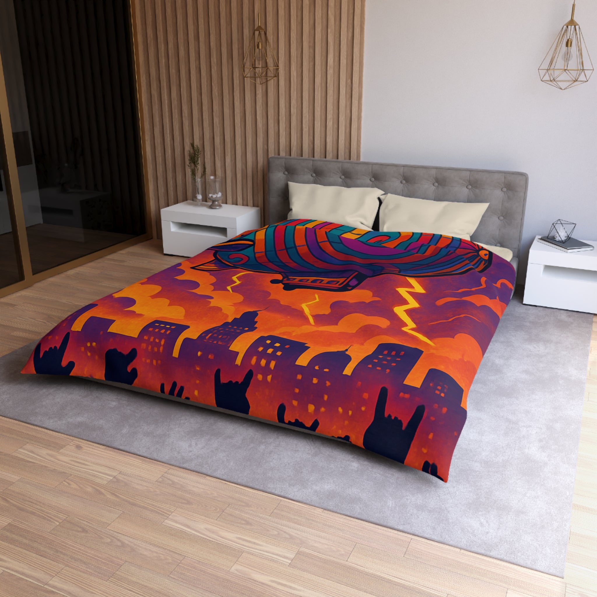 Housse de Couette Microfibre Illustration Unique Design Moderne Décoration Intérieure Raffinée