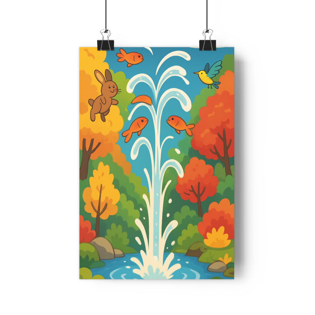 Poster décoratif fantaisie animée bleu joyeux enfant créatif nature 30x46 poisson qualité unique vibrant