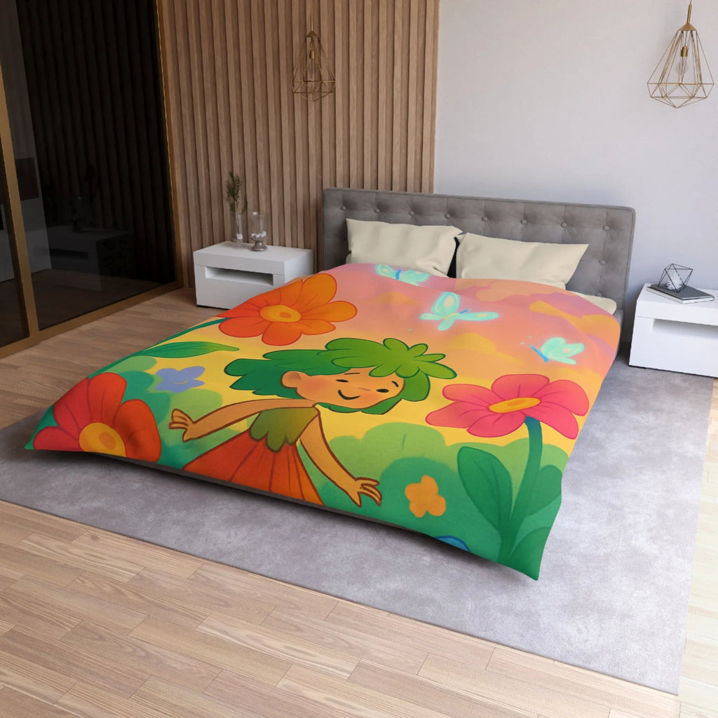 Enchantement floral coloré avec nuages et papillons parfait pour chambre d'enfant rêveuse