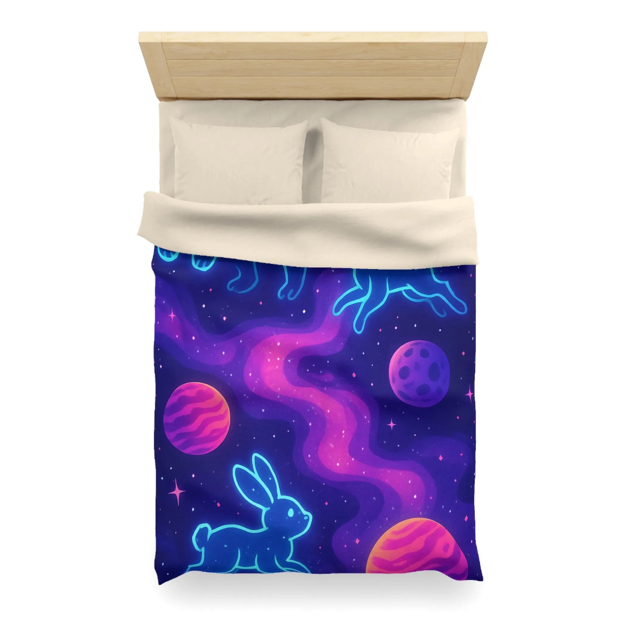 Housse de Couette Étoilée Animaux Néon Cosmiques pour Atmosphère Surnaturelle et Apaisante