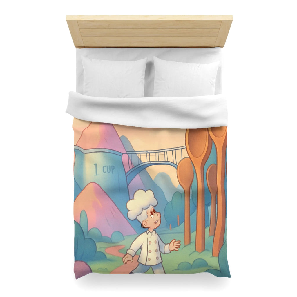 Housse de couette fantaisie chefs rêveurs et paysages de cuisine magiques pour enfants