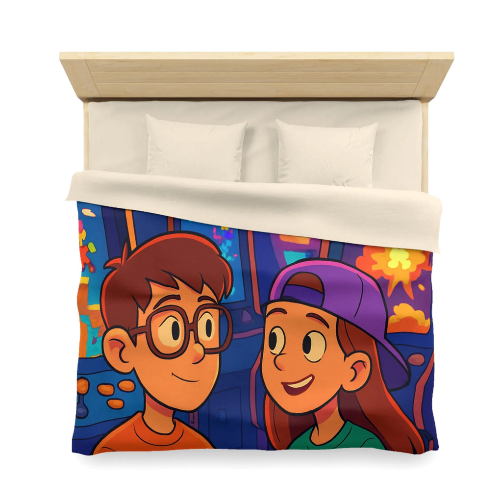 Housse de couette colorée arcade rétro néon pour gamers adolescents ambiance années 80