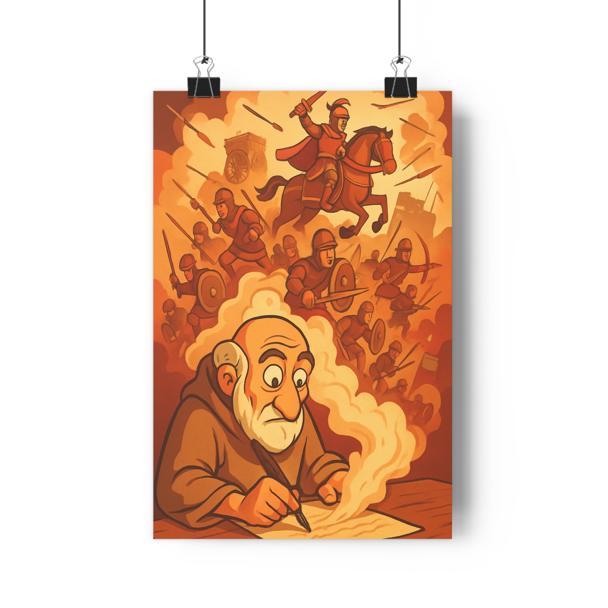 Poster décoratif cartoon historique brun orange médiéval aventure salon bureau dramatique qualité artistique qualité