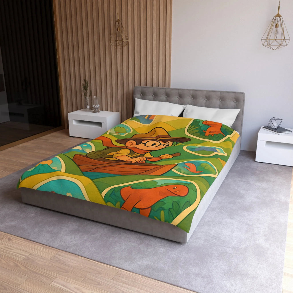 Housse de couette enfant aventure renversante explorateur en bateau et créatures mystiques