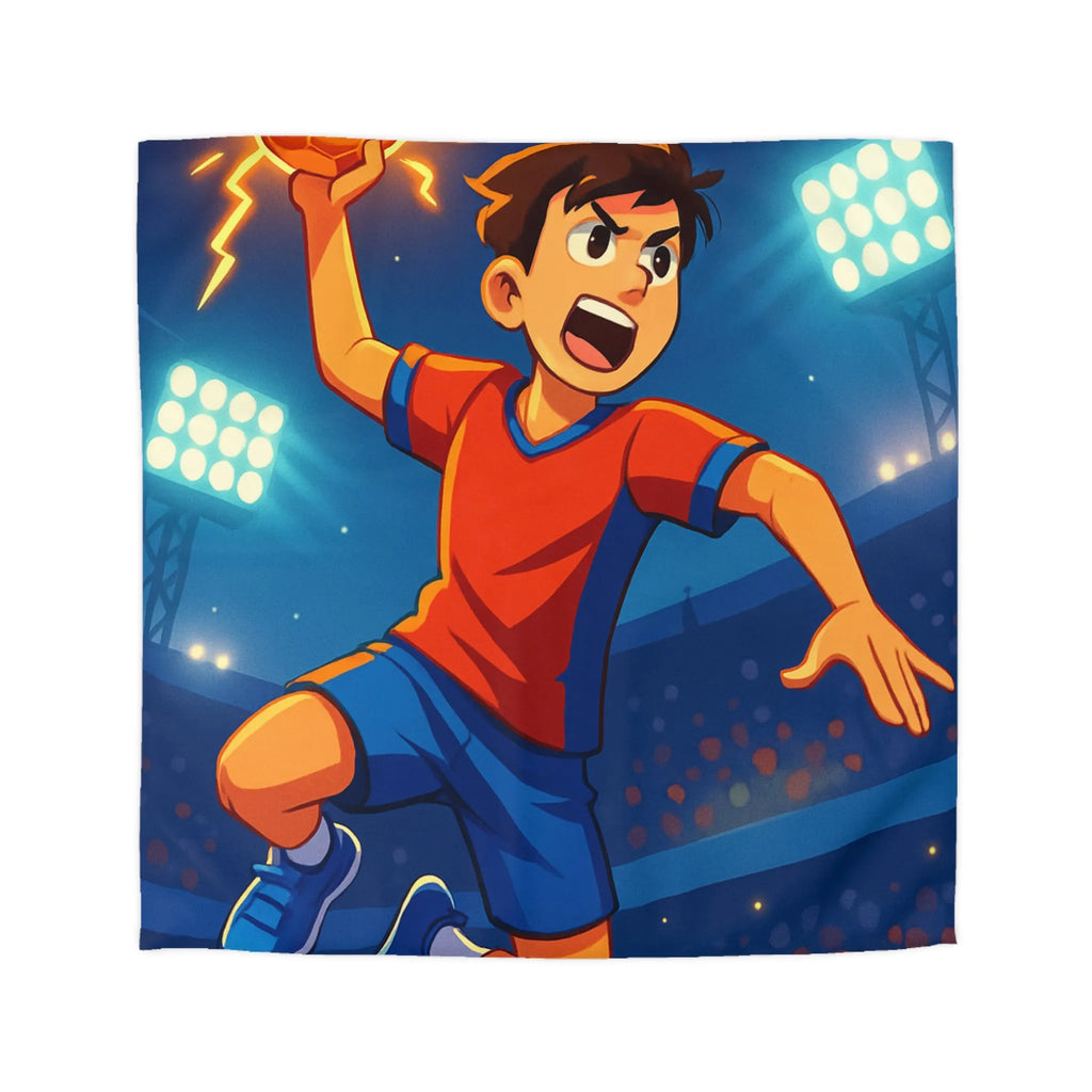 Housse de couette enfant illustrée de joueur de handball dynamique et énergétique