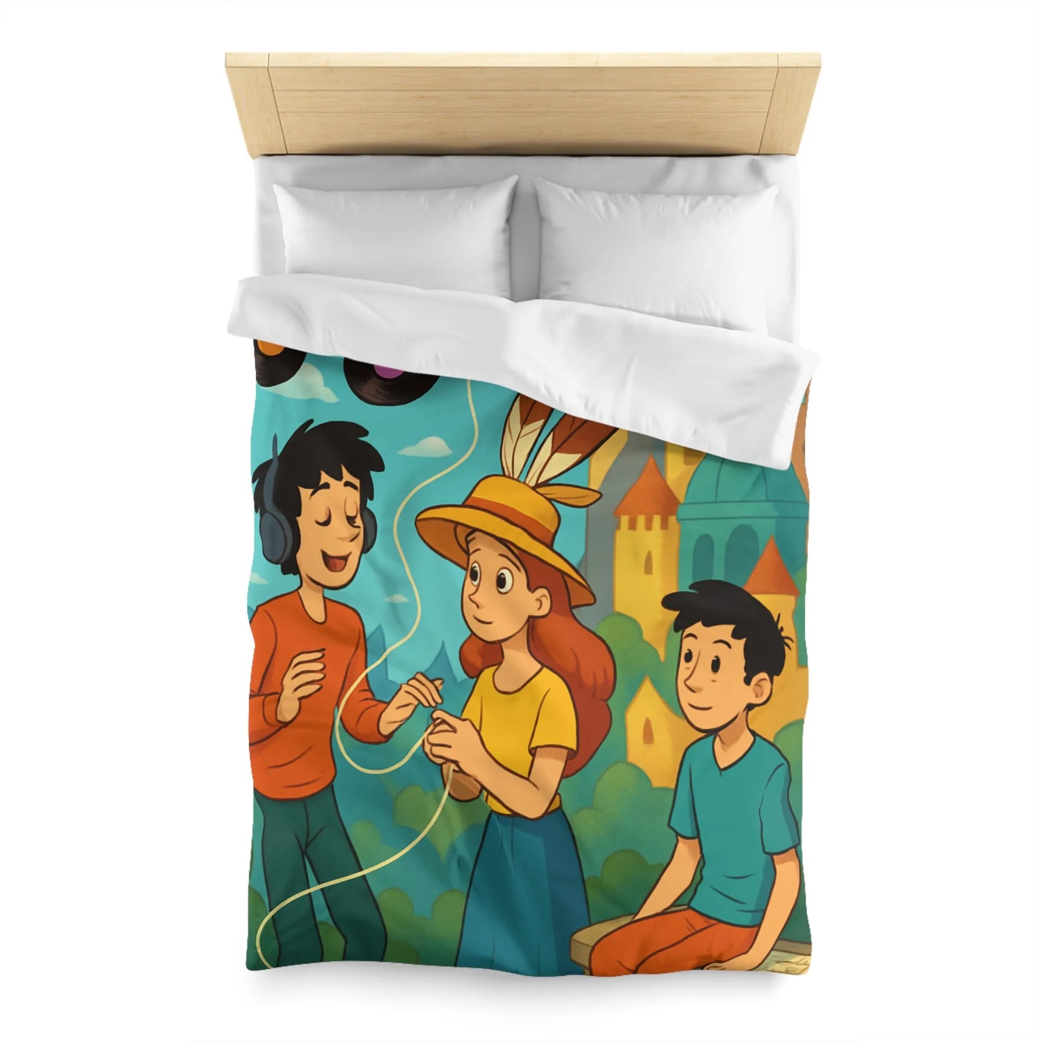 Contes Enchantés: Douce Mélodie et Château Coloré sur Housse de Couette Enfant