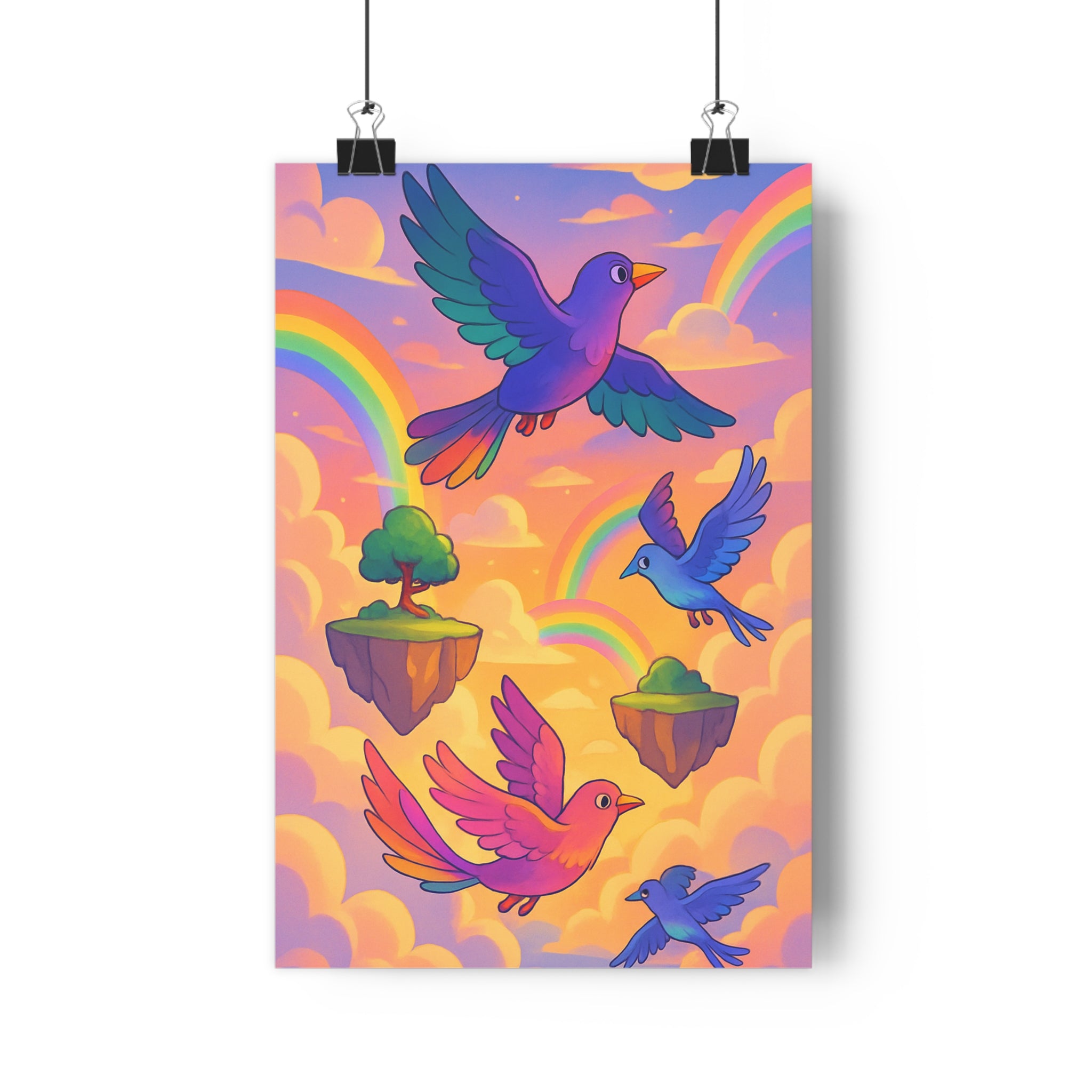 Poster décoratif céleste créatures aériennes coloré joyeux dessin animé salon chambre art moderne qualité