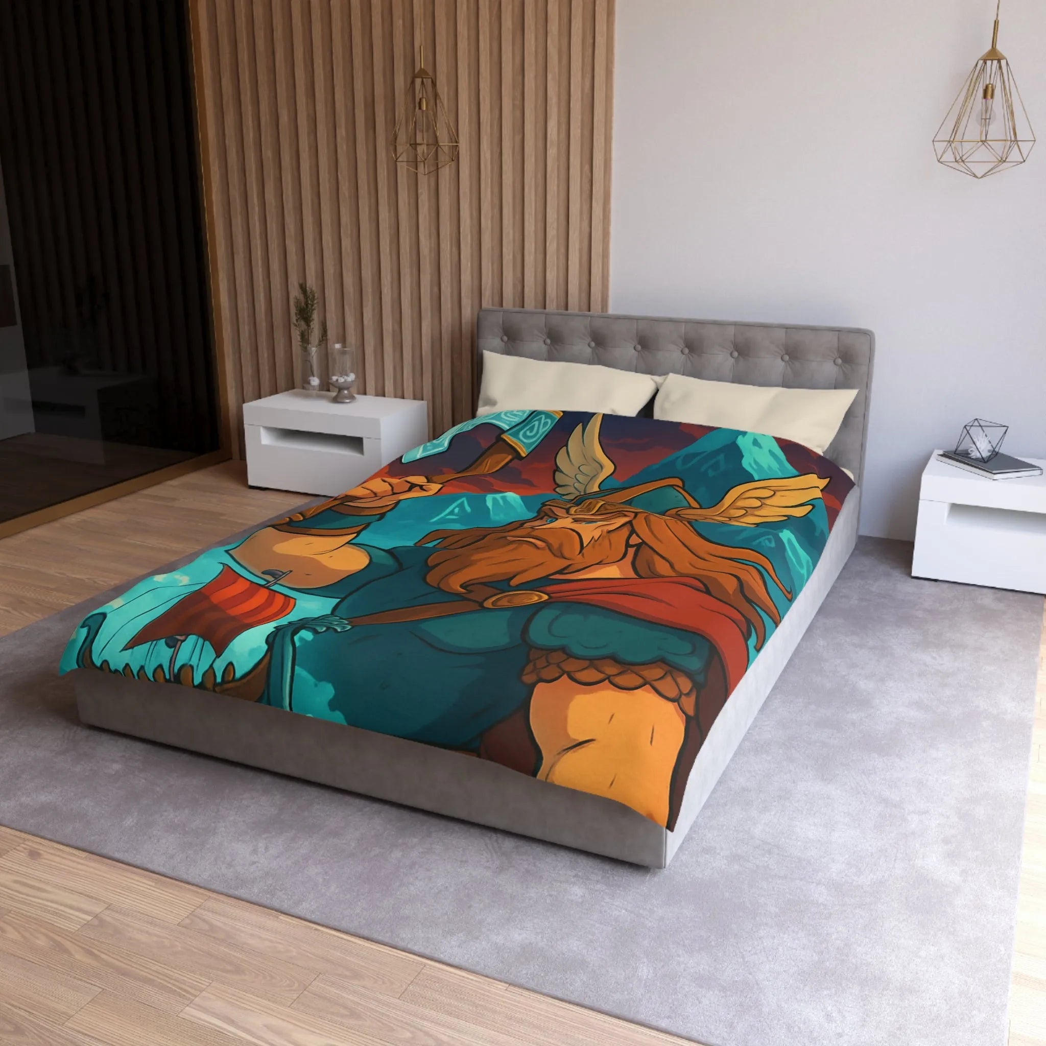 Housse de Couette Microfibre Art Graphique Contemporain Style Décoratif Chambre Tendance