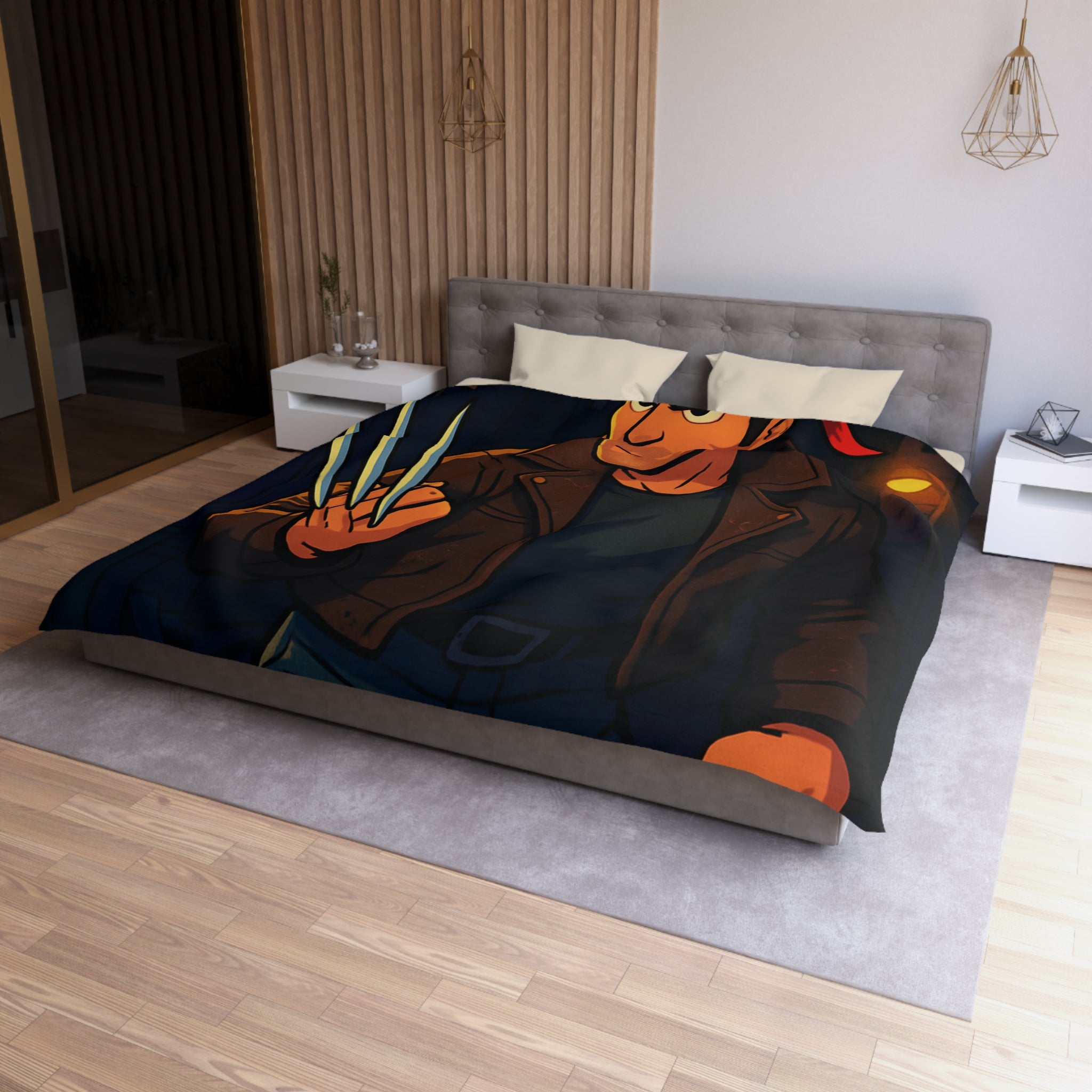 Housse de Couette Microfibre Illustration Unique Design Moderne Décoration Intérieure Raffinée