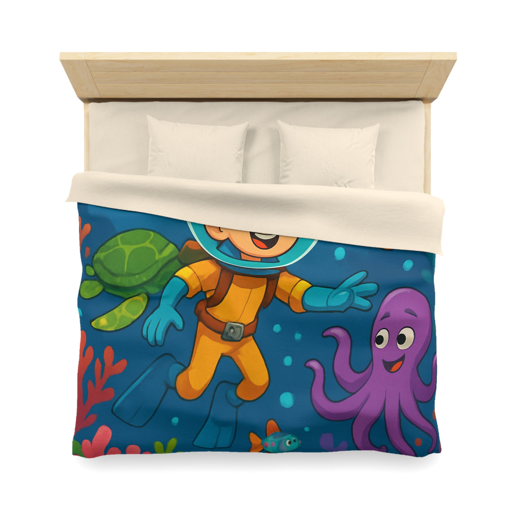 Housse de couette sous-marine avec des animaux marins colorés pour chambre d'enfant joyeuse