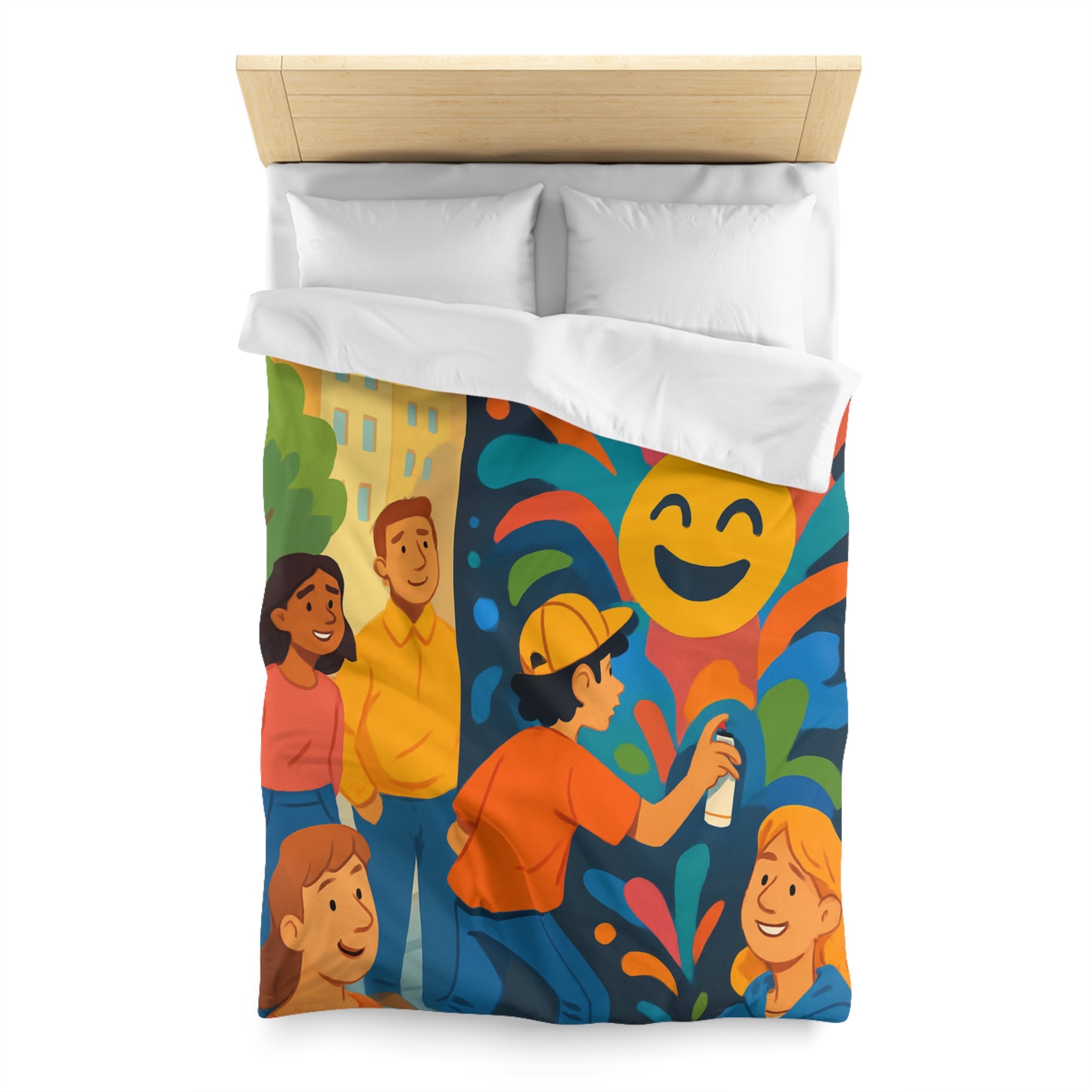 Housse de Couette Microfibre Design Artistique Moderne Décoration Chambre Confort Premium