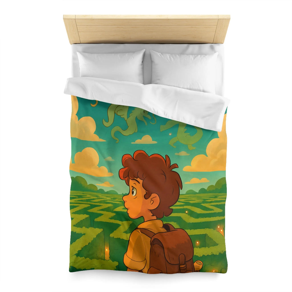 Housse de couette magique avec labyrinthe et créatures fantastiques pour enfants rêveurs