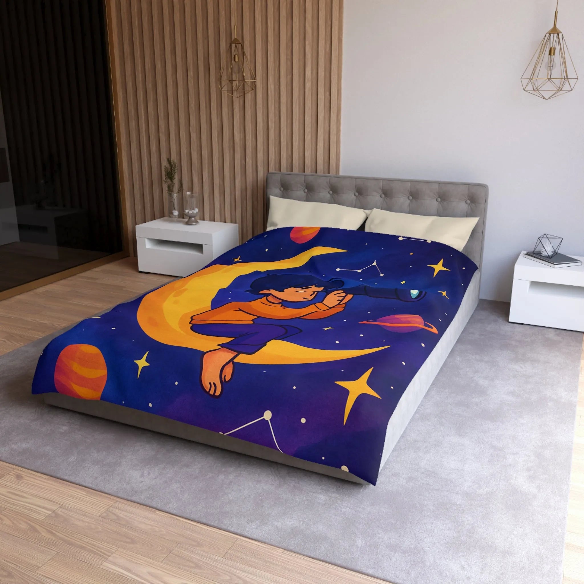 Envolez-vous avec notre housse de couette étoilée rêveuse et colorée pour enfants