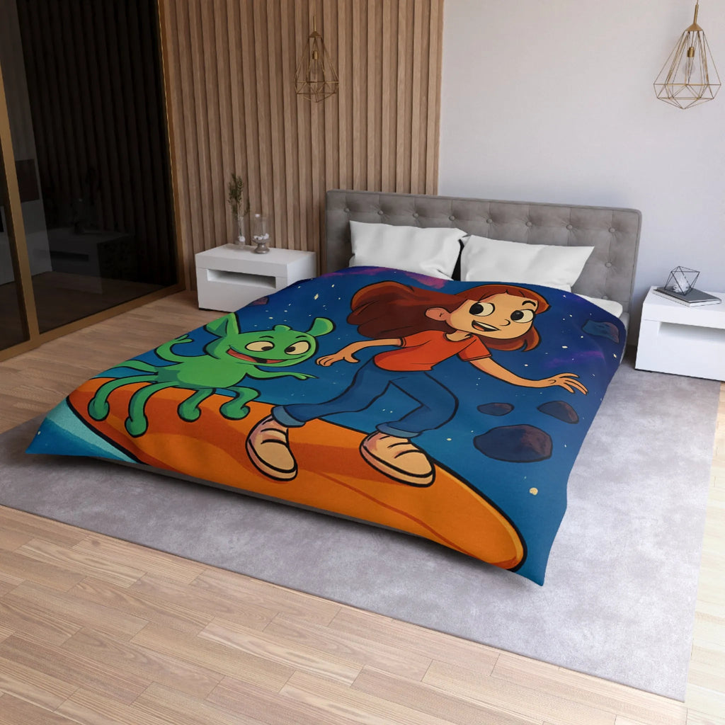 Explorez l’univers avec cette housse de couette lumineuse pour enfants, style aventure cosmique