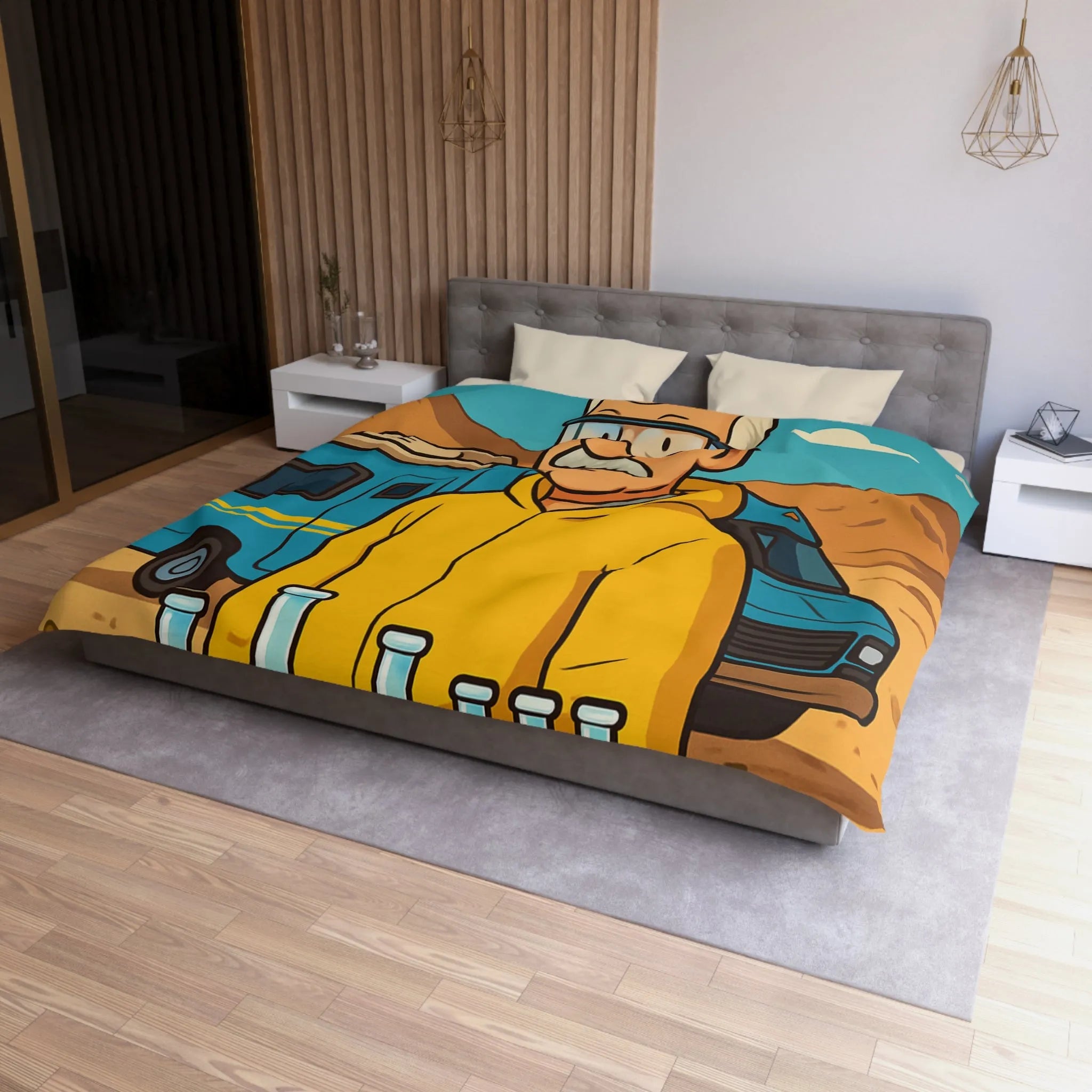 Housse de Couette Microfibre Art Graphique Contemporain Style Décoratif Chambre Tendance