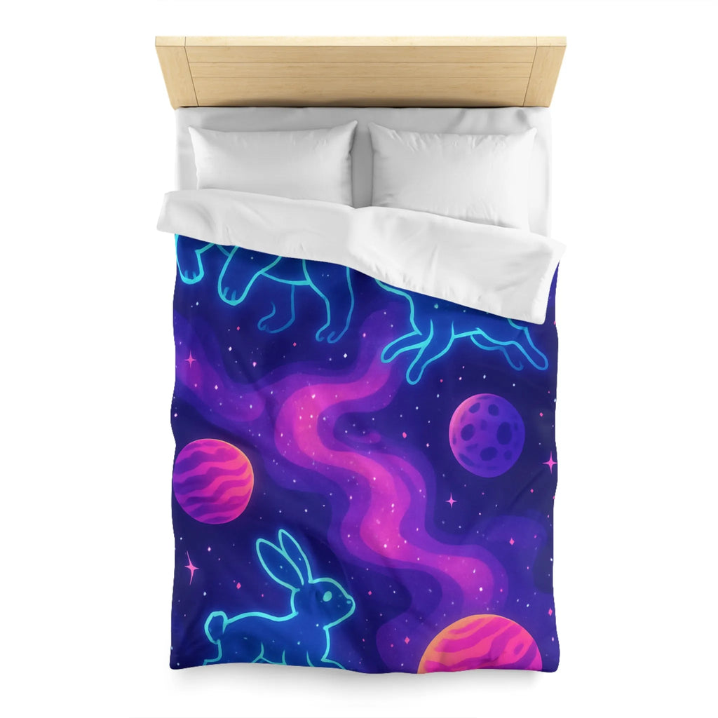 Housse de Couette Étoilée Animaux Néon Cosmiques pour Atmosphère Surnaturelle et Apaisante